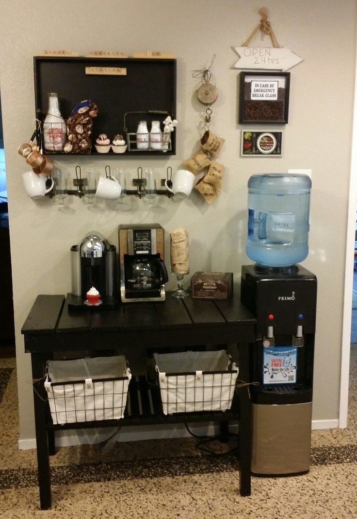 Convenient home coffee station idea with water source