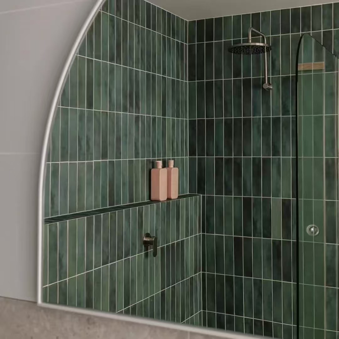 Dark Green Ceramic Tiles Bathroom Ideas