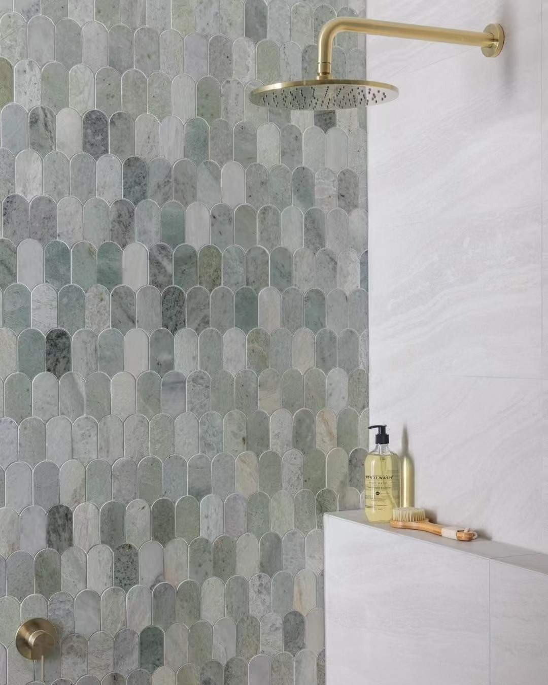 Green Geometric and Hexagonal Tiles Bathroom Ideas