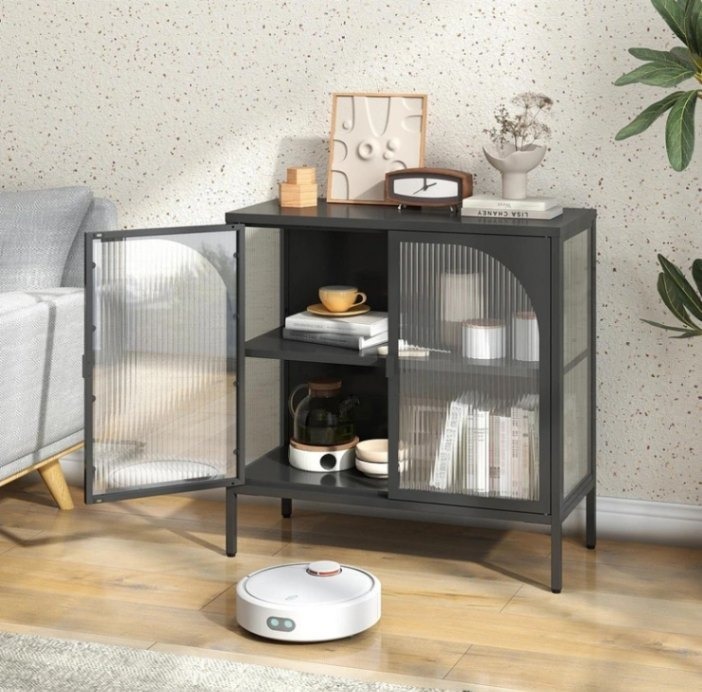 Home Coffee Bar Ideas with Glass-front cabinets