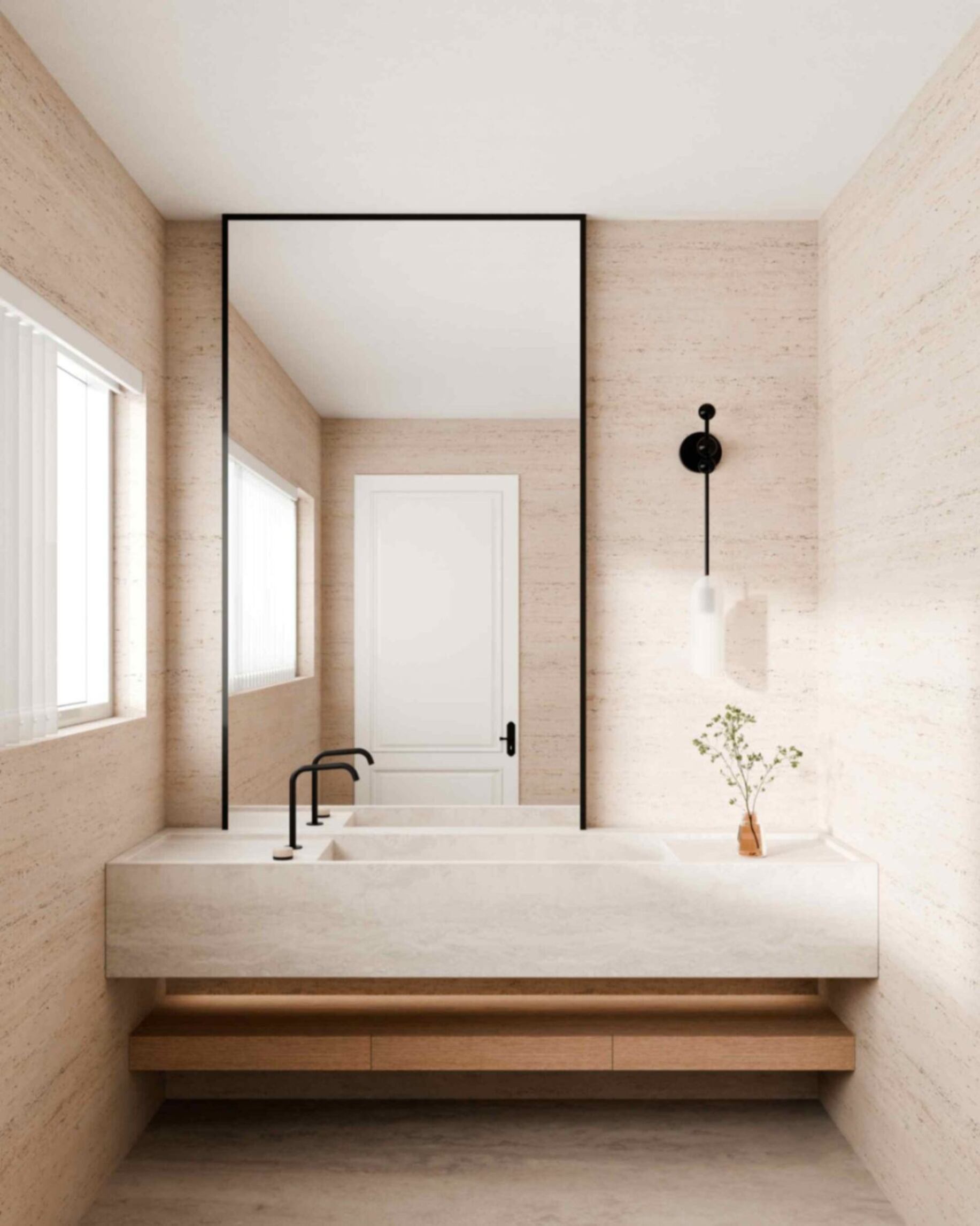 Serenity kitchen tap set arc spout with Rome travertine handle