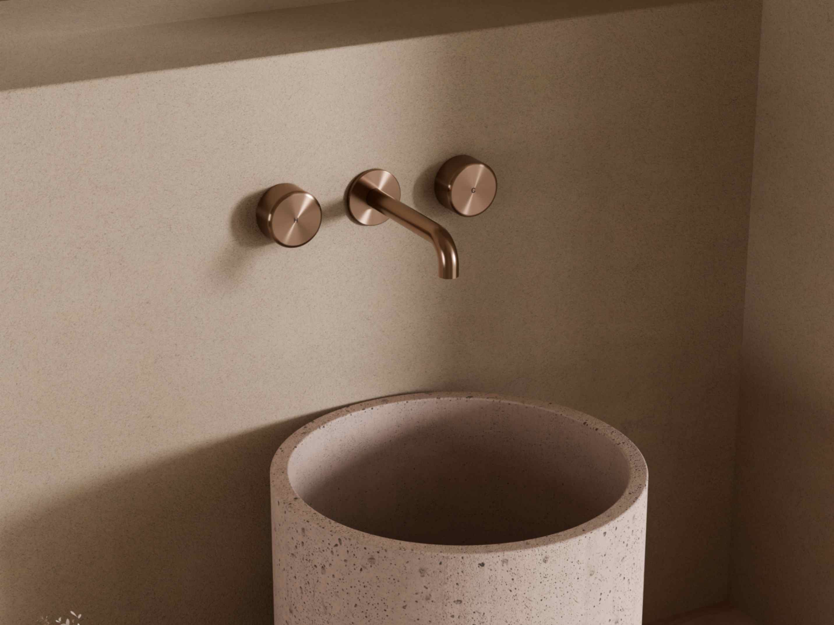 Serenity wall basin set with metal handle brushed bronze