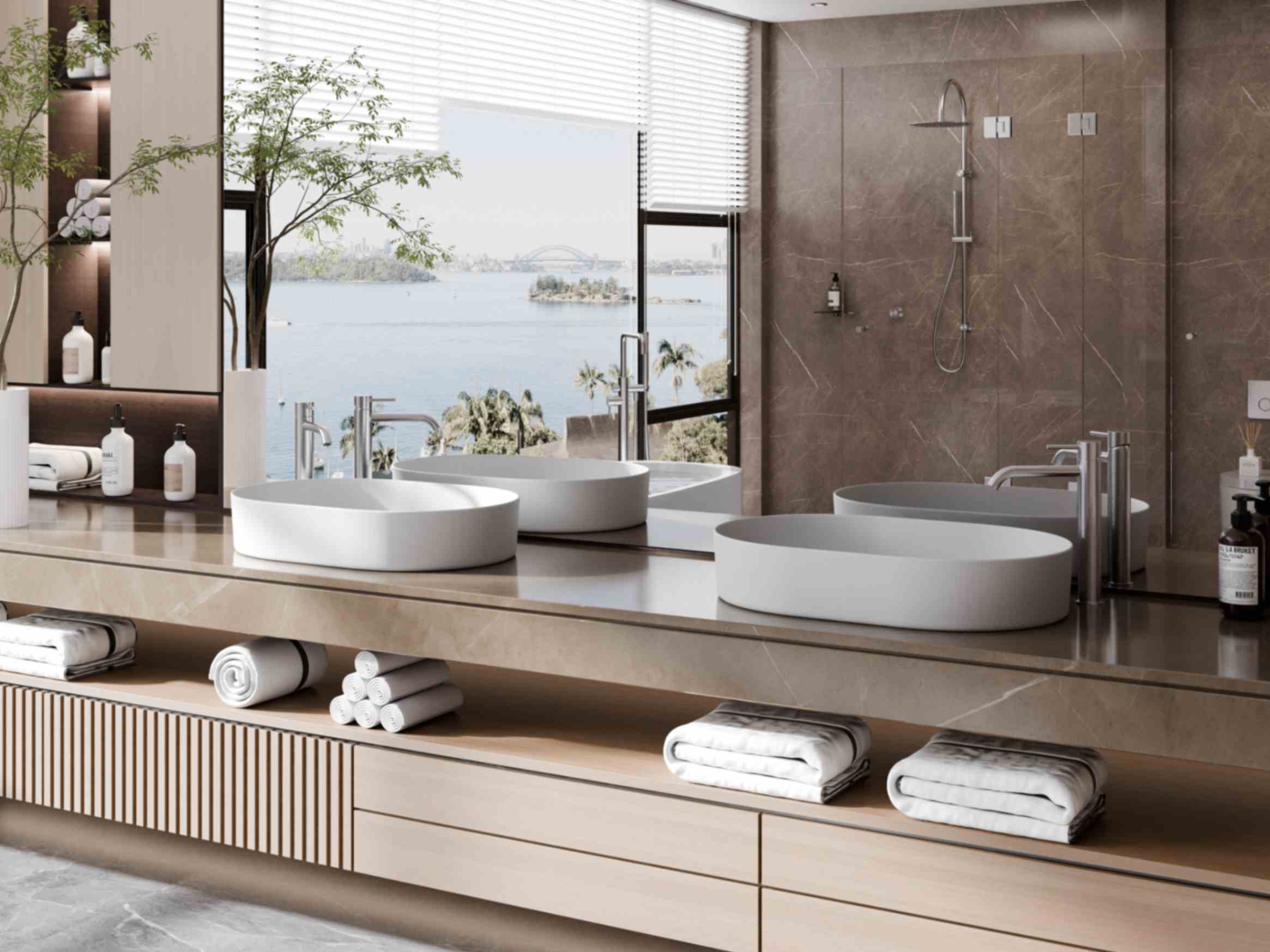 Coastal & Resort-Style Outdoor Showers with Nero Tapware Stainless Steel Zen collection