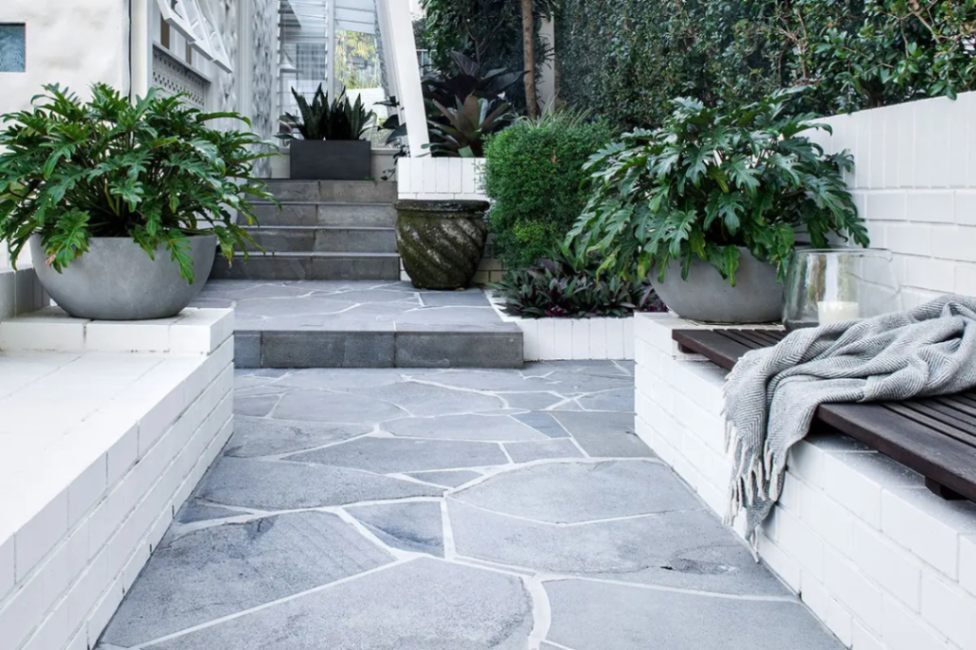 Common Bluestone Types, featuring bluestone crazy paving outdoors