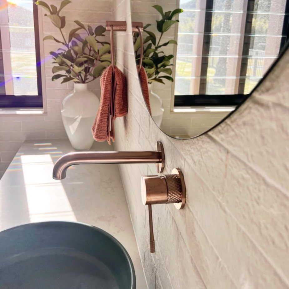 Dahlia Estate luxury bathroom with Nero Tapware brushed bronze taps