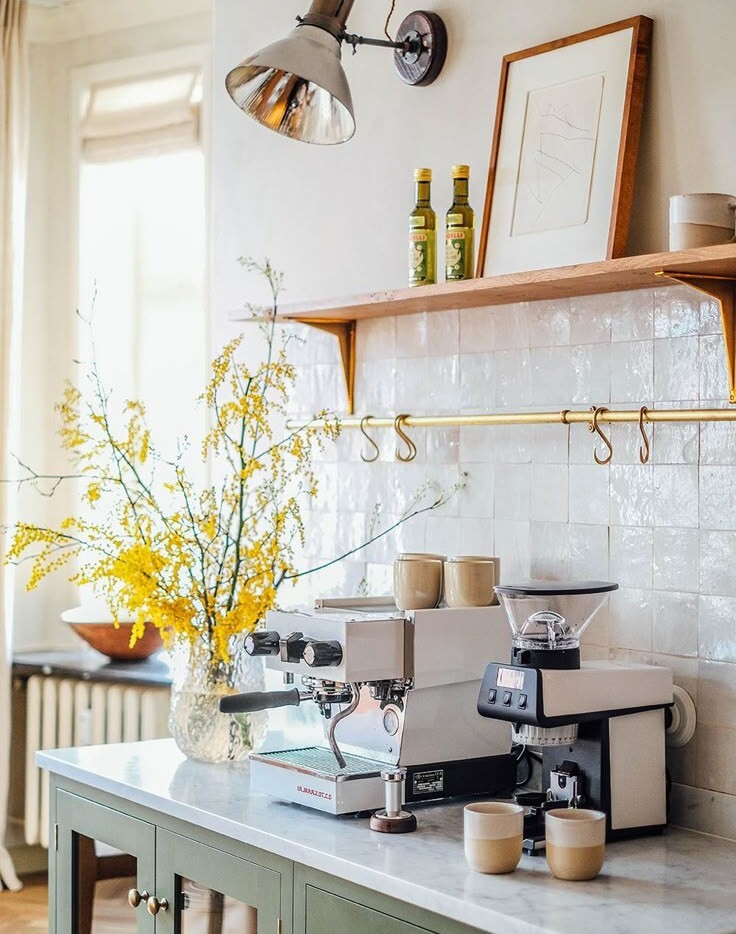 Home Coffee Bar Ideas in a custom butler’s pantry