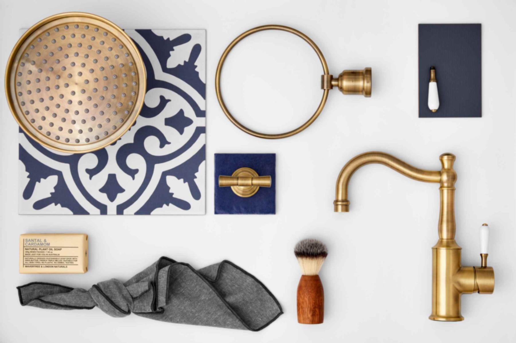 Nero Tapware’s brushed gold Mecca collection