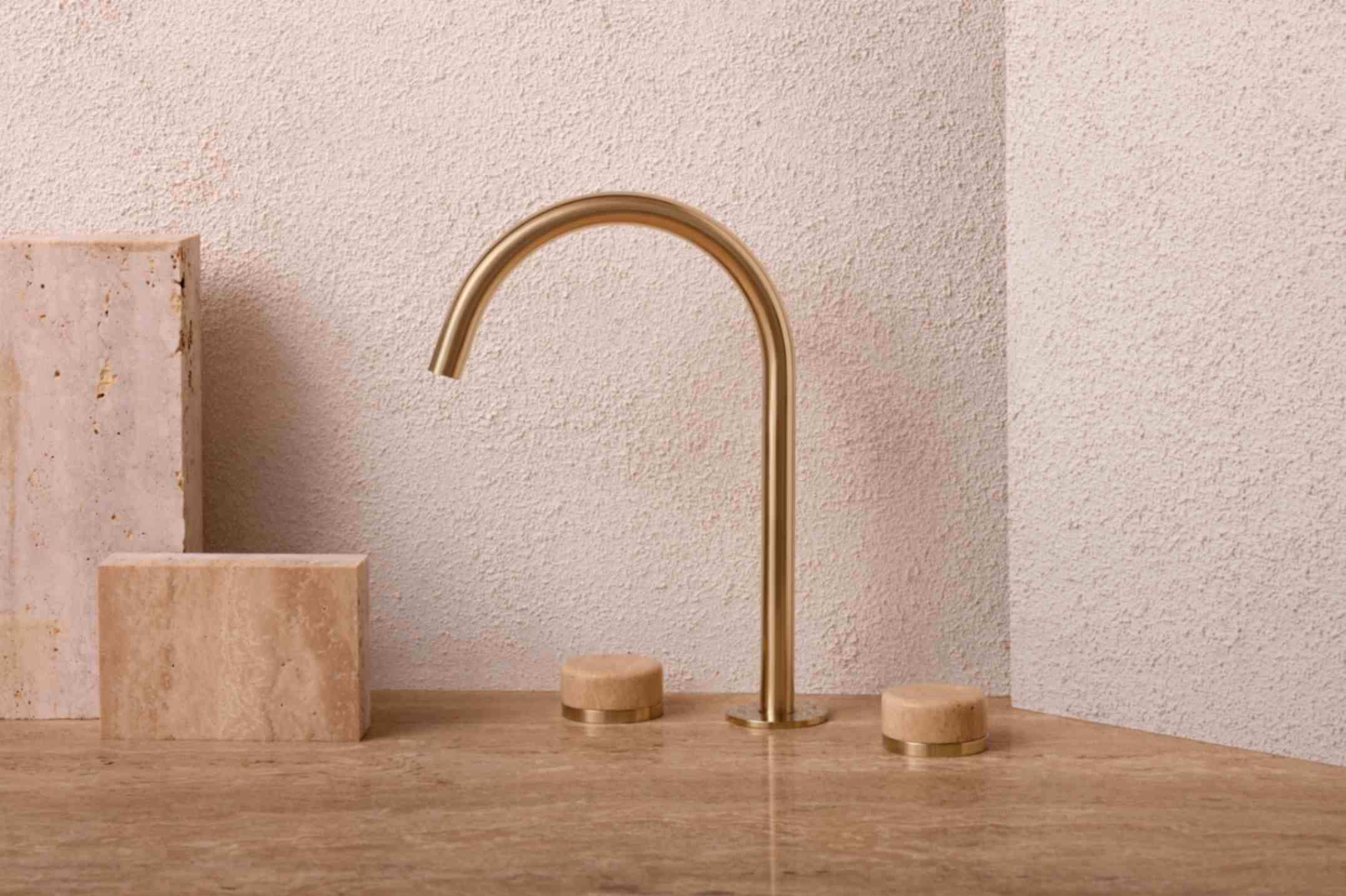 Match your Travertine Spaces with Nero Tapware’s Serenity Collection with Rome Travertine Handles