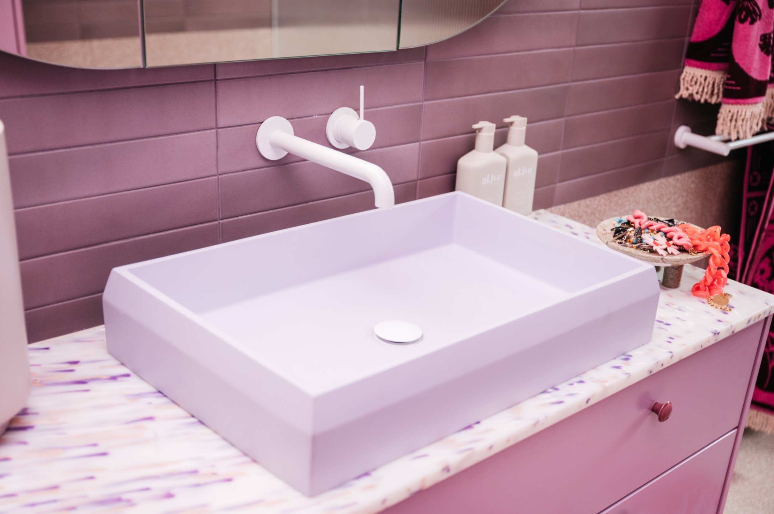 Purple Stone & Natural Bathroom Material Ideas