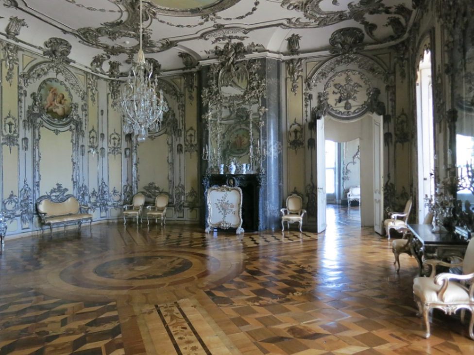 Rococo interior design in silver
