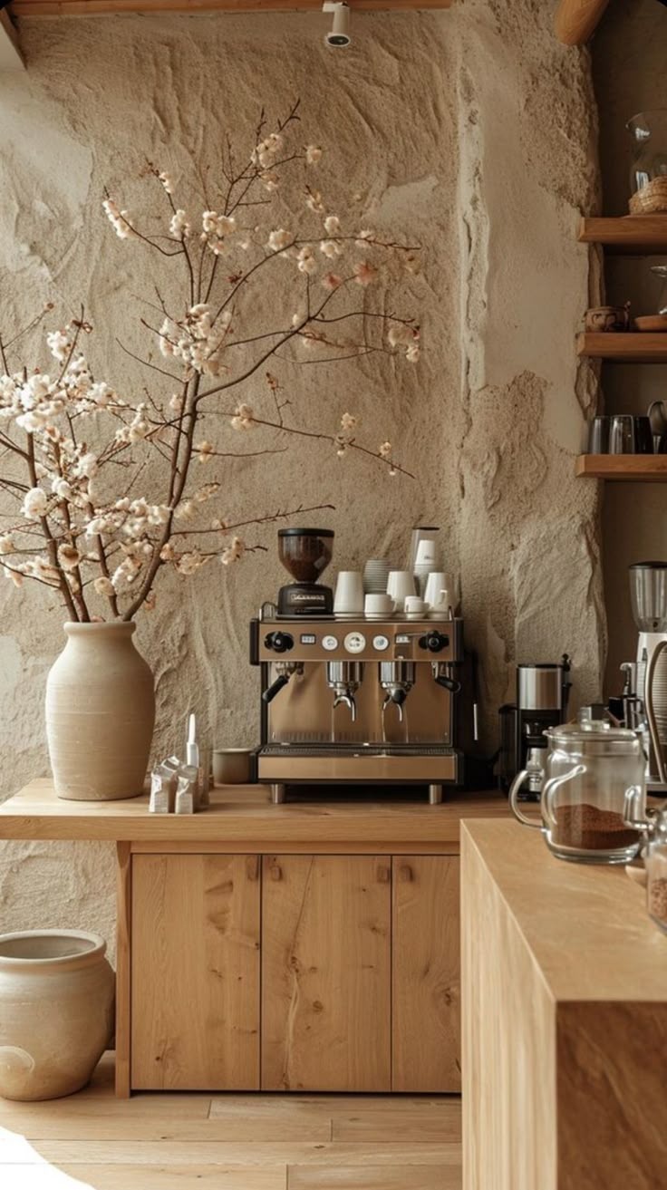 themed accessories and artwork to a flexible coffee bar