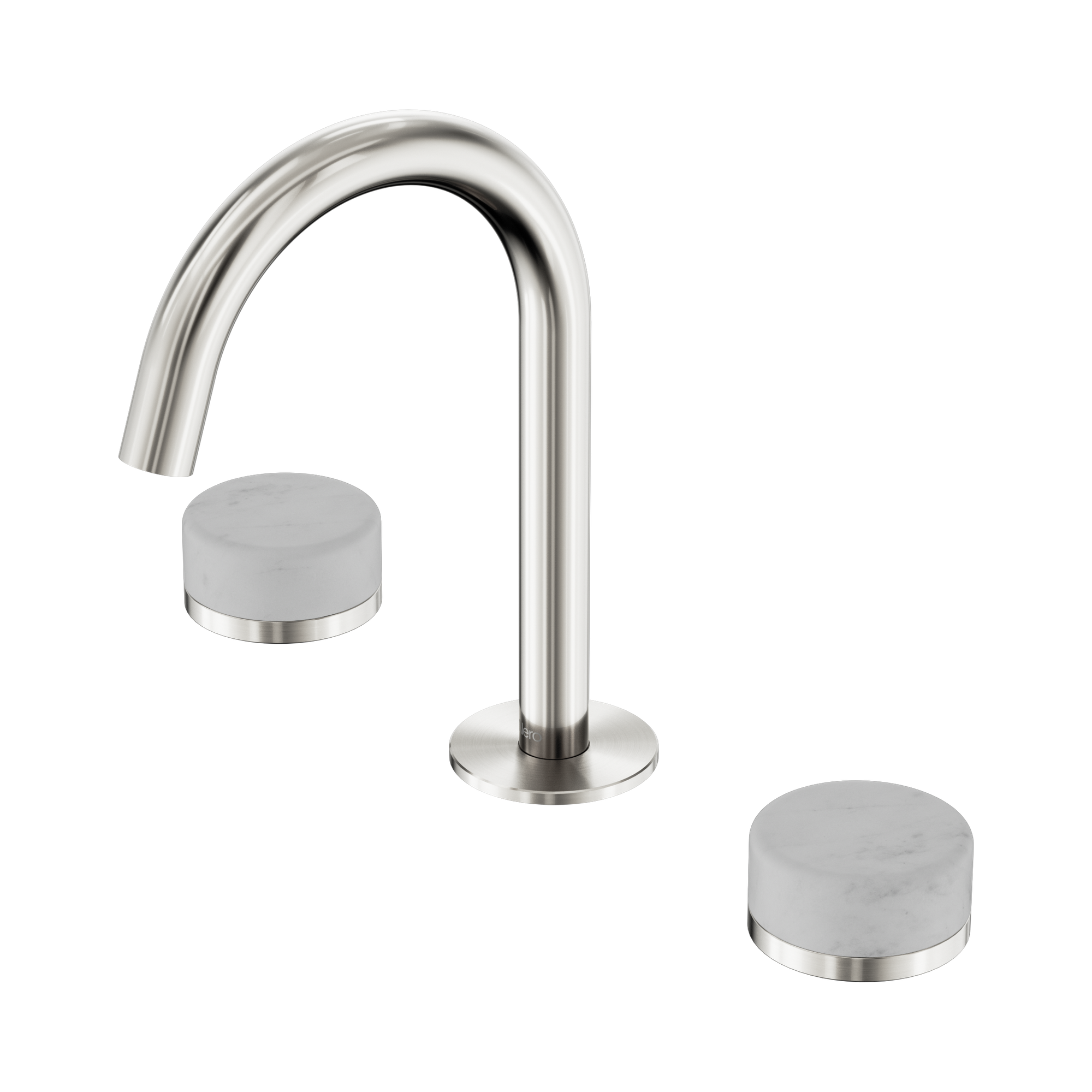 24 D011 BN Serenity Basin Set Arc Spout With Carrara Handle Brushed Nickel image 1