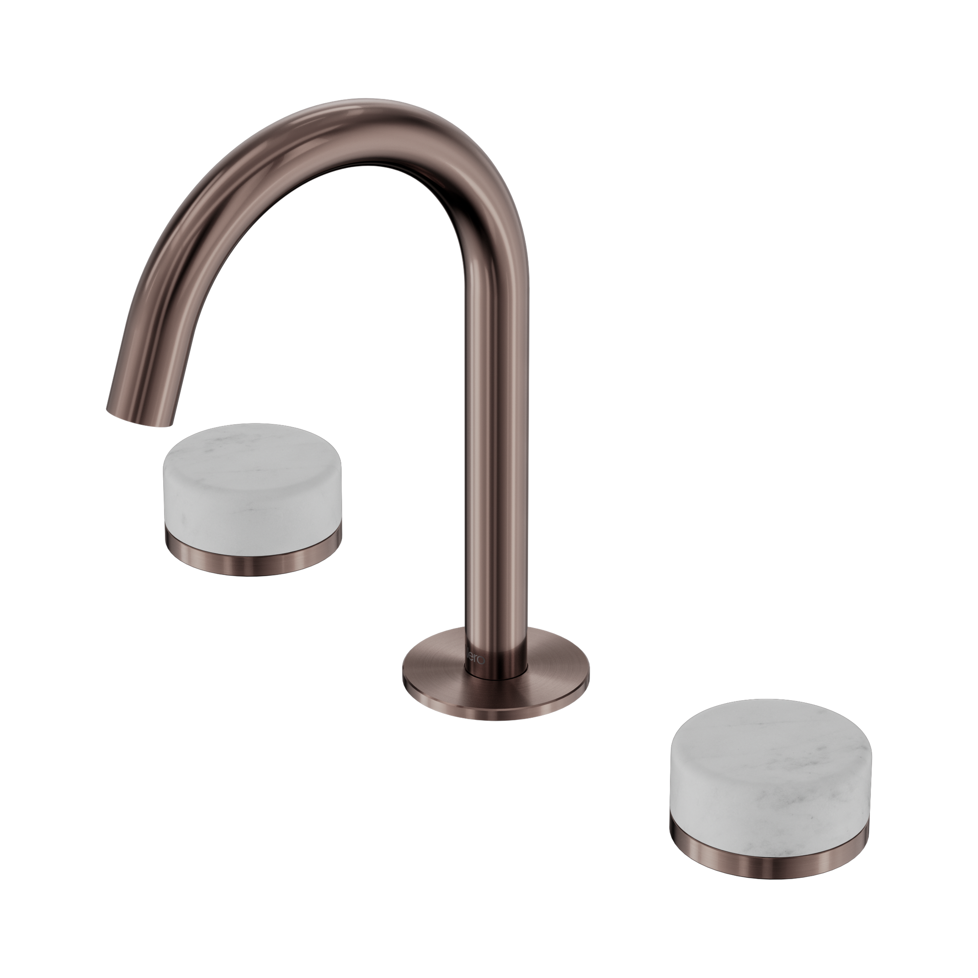24 D011 BZ Serenity Basin Set Arc Spout With Carrara Handle Brushed Bronze image 1