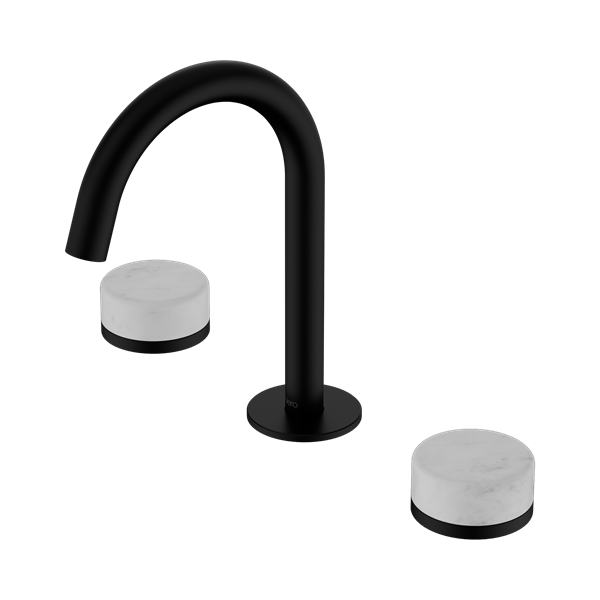 24 D011 MB Serenity Basin Set Arc Spout With Carrara Handle Matte Black Thumb