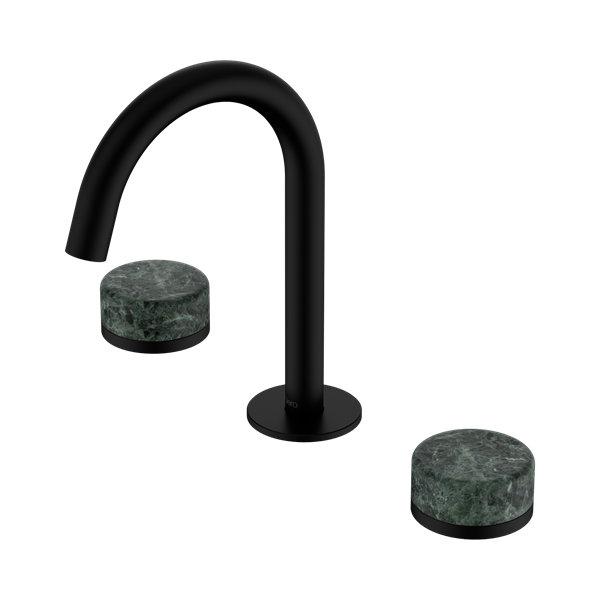 24 D012 MB Serenity Basin Set Arc Spout With Verde Alpi Handle Matte Black Thumb