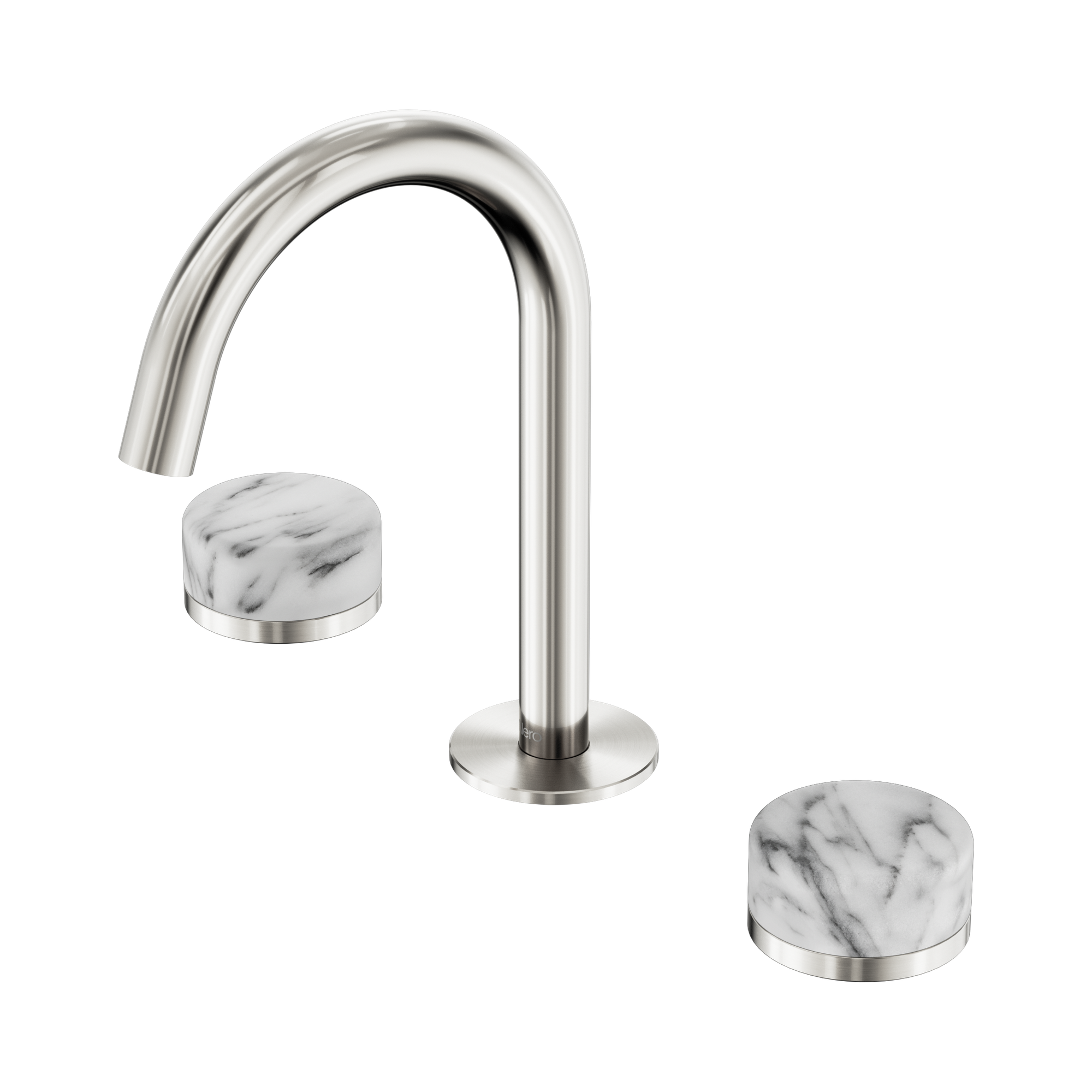 24 D014 BN Serenity Basin Set Arc Spout With Arabescato Corchia Handle Brushed Nickel image 1