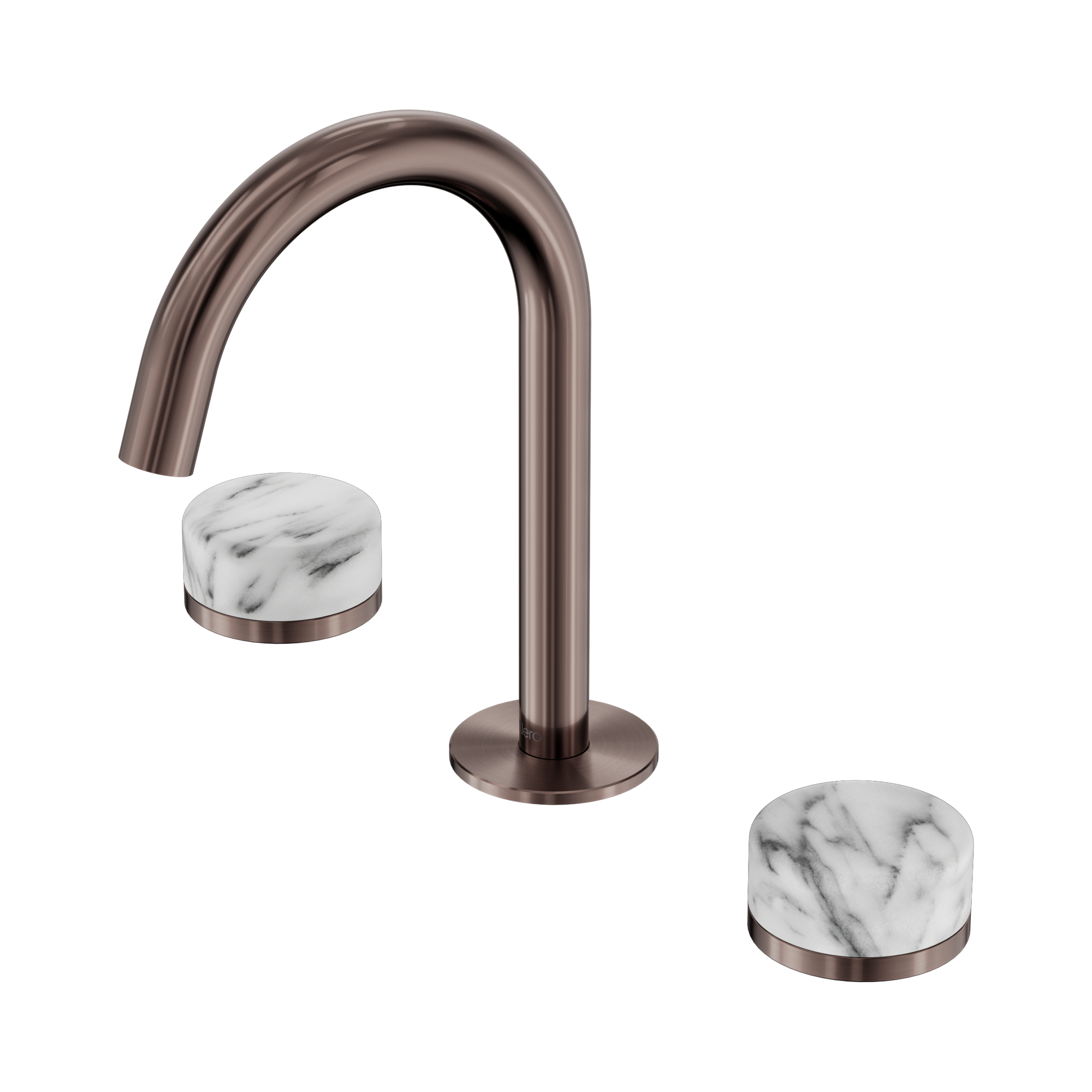 24 D014 BZ Serenity Basin Set Arc Spout With Arabescato Corchia Handle Brushed Bronze image 1