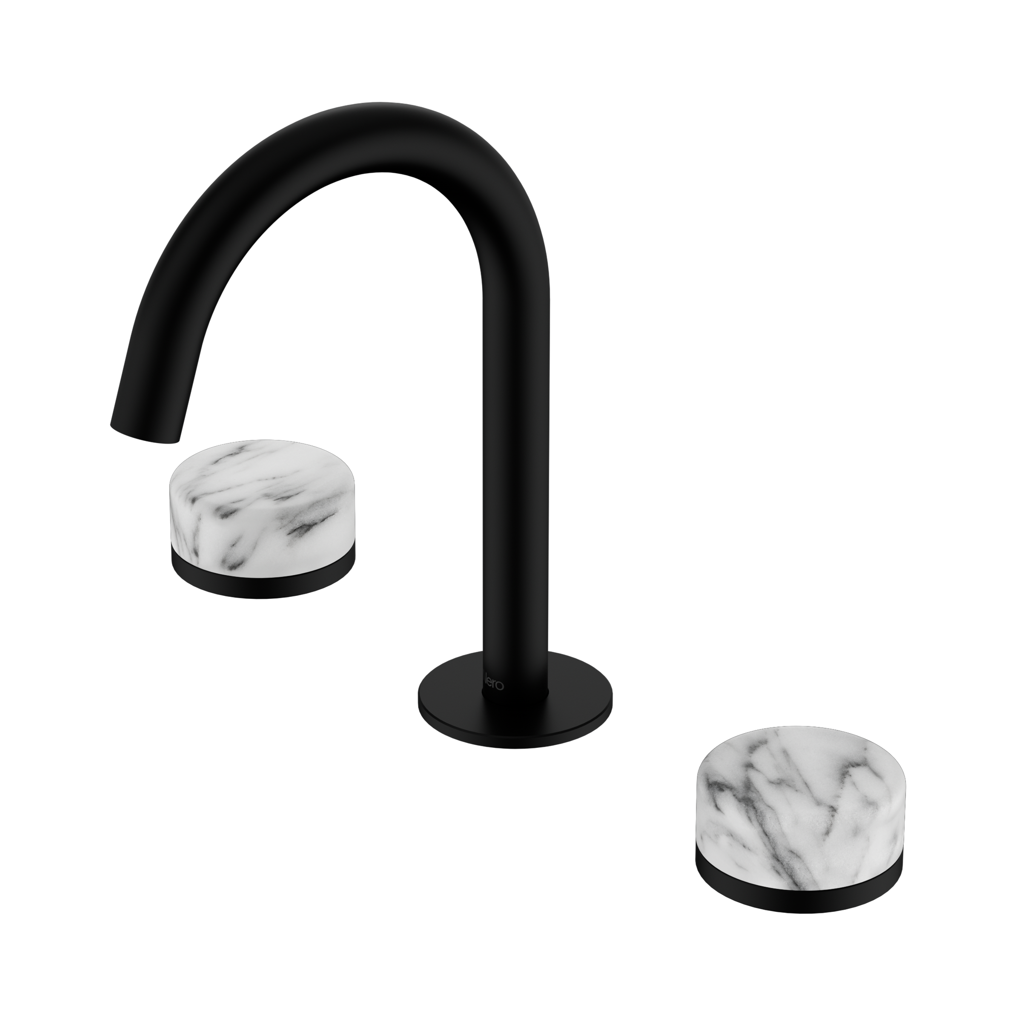 24 D014 MB Serenity Basin Set Arc Spout With Arabescato Corchia Handle Matte Black image 1
