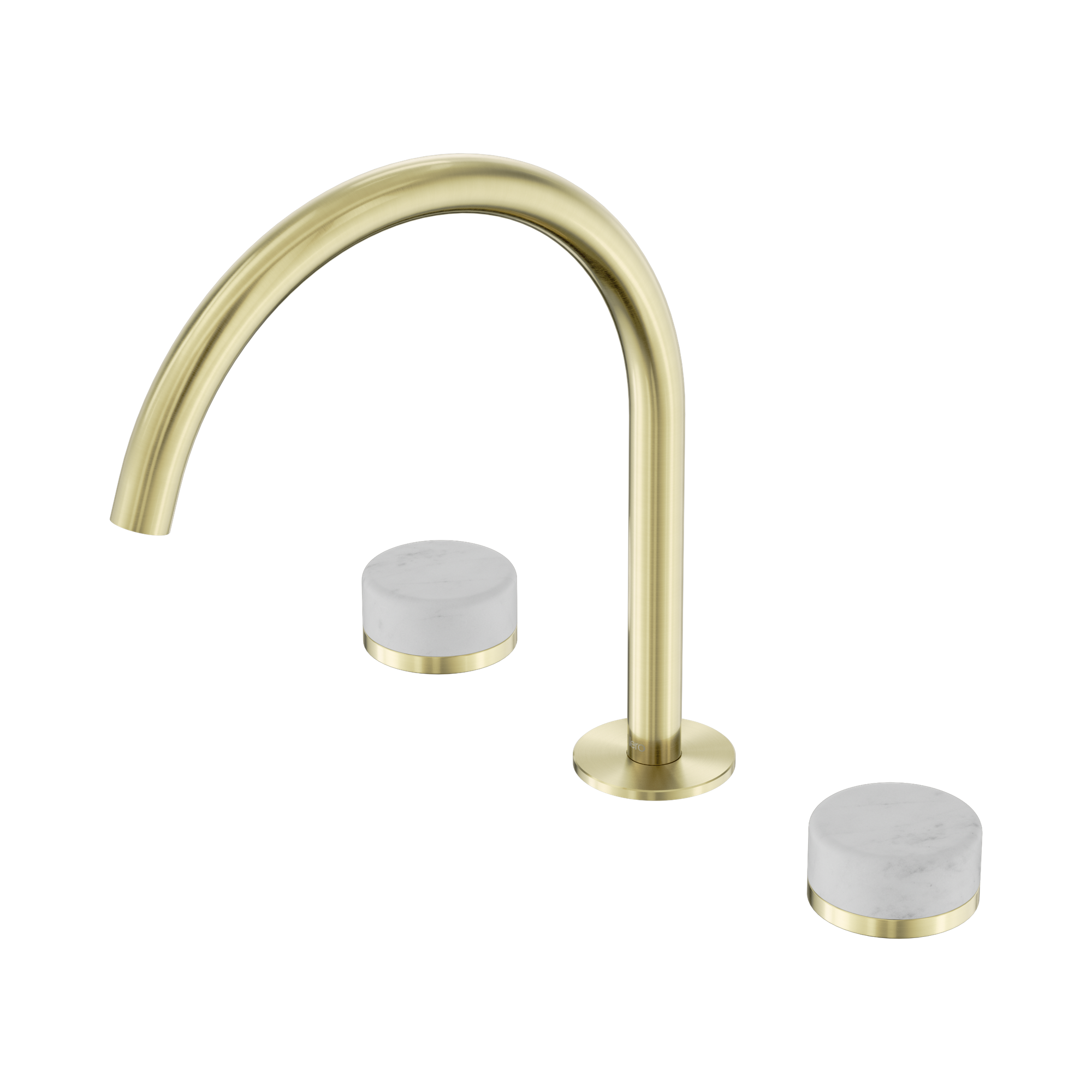 24 D017 BG Serenity Bath Kitchen Set Arc Spout With Carrara Handle Brushed Gold image 1