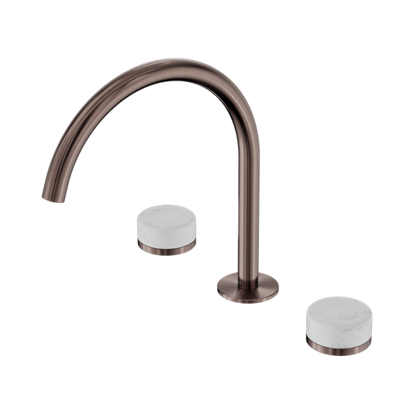 24 D017 BZ Serenity Bath Kitchen Set Arc Spout With Carrara Handle Brushed Bronze Thumb