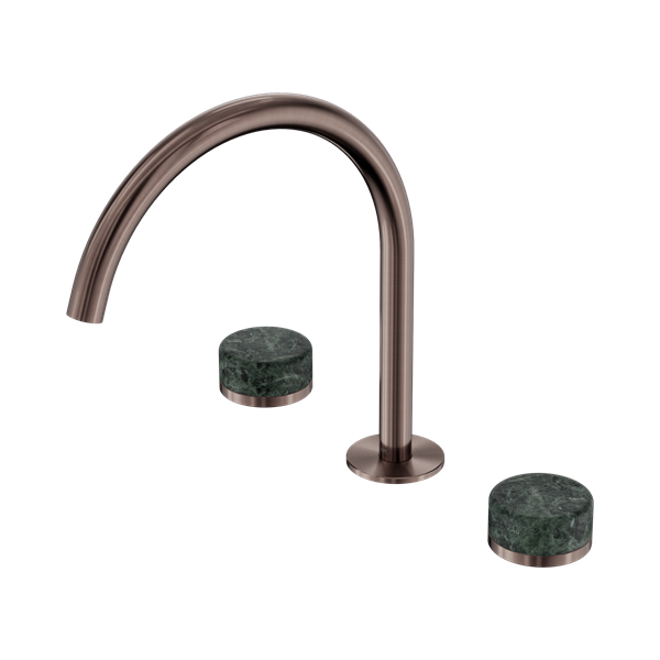24 D018 BZ Serenity Bath Kitchen Set Arc Spout With Verde Alpi Handle Brushed Bronze Thumb
