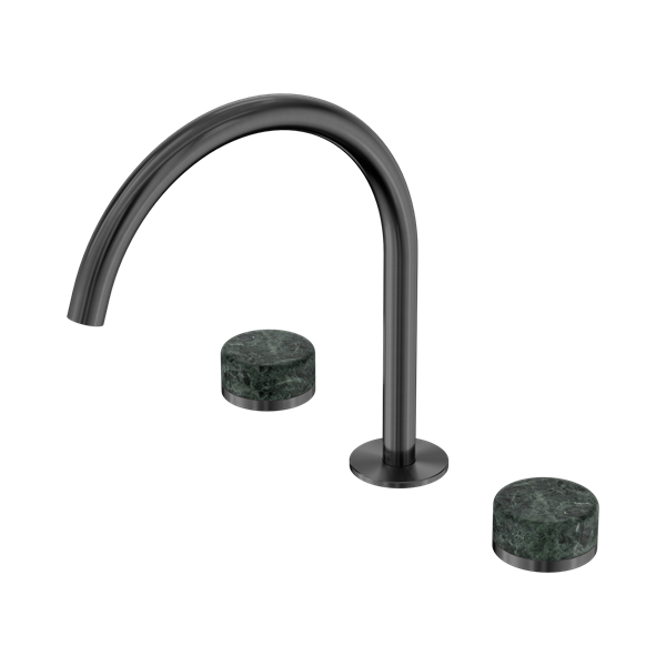 24 D018 GM Serenity Bath Kitchen Set Arc Spout With Verde Alpi Handle Gun Metal Thumb