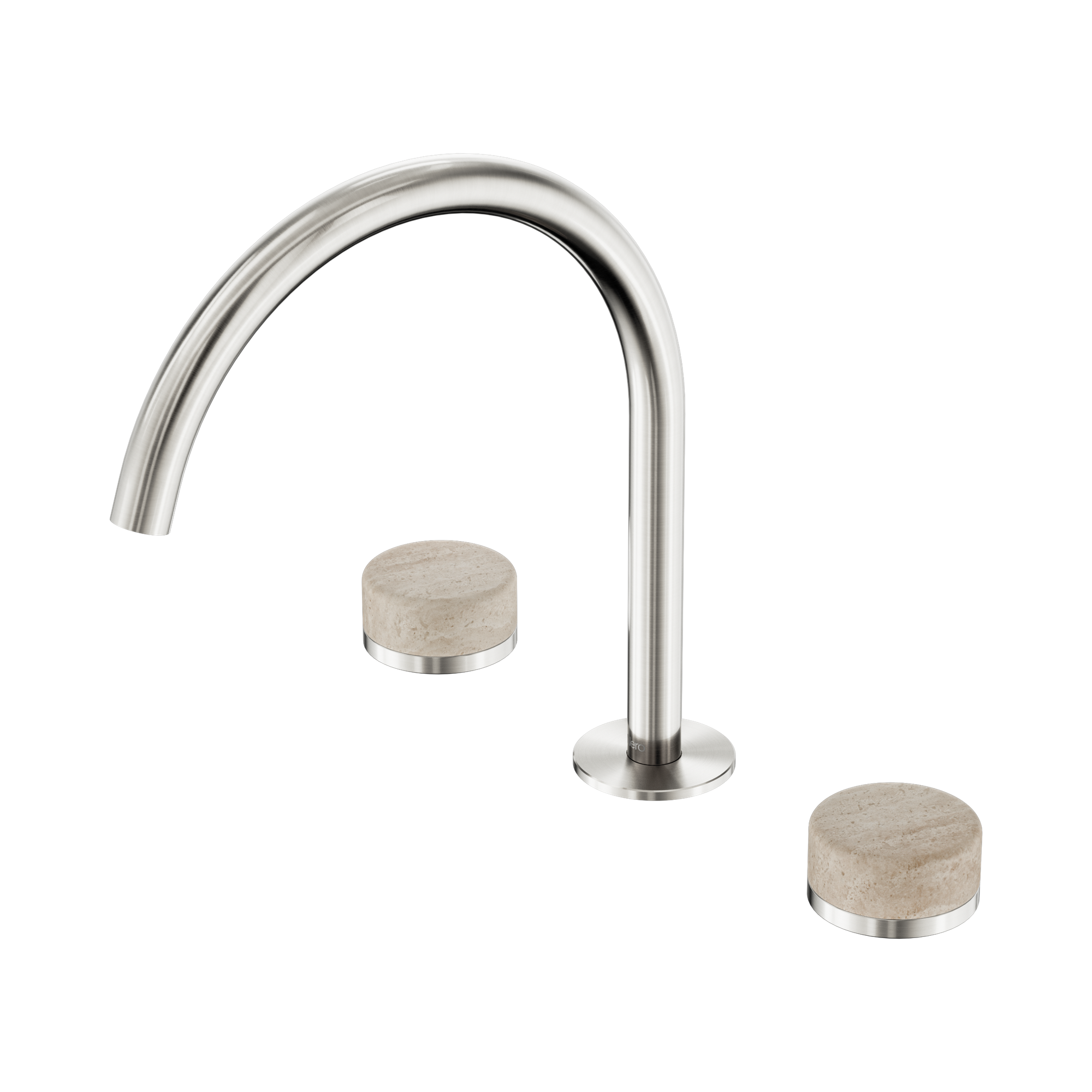 24 D019 BN Serenity Bath Kitchen Set Arc Spout With Rome Travertine Handle Brushed Nickel image 1