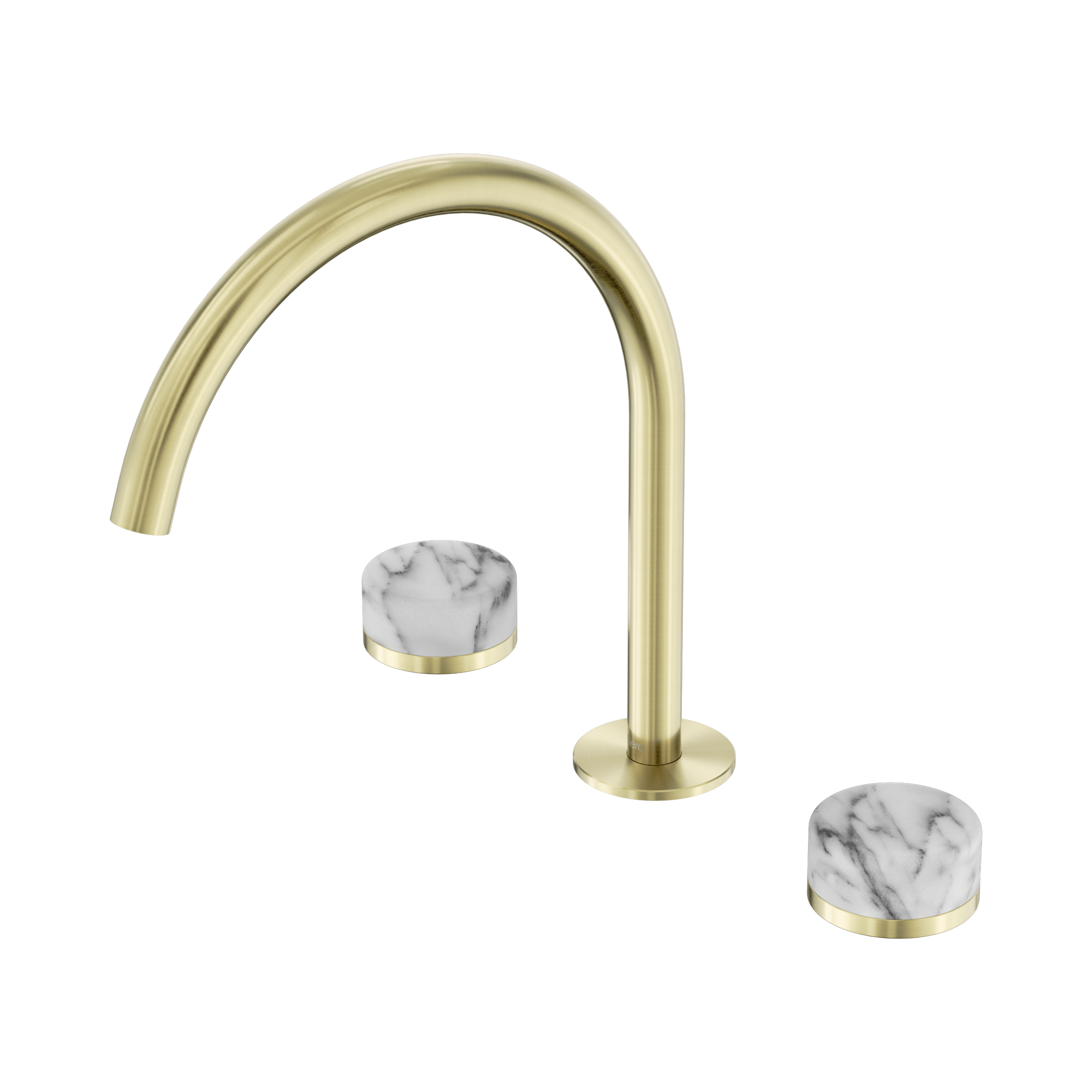 24 D020 BG Serenity Bath Kitchen Set Arc Spout With Arabescato Corchia Handle Brushed Gold image 1