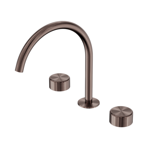 24 D022 BZ Serenity Bath Kitchen Set Arc Spout With Metal Handle Brushed Bronze Thumb