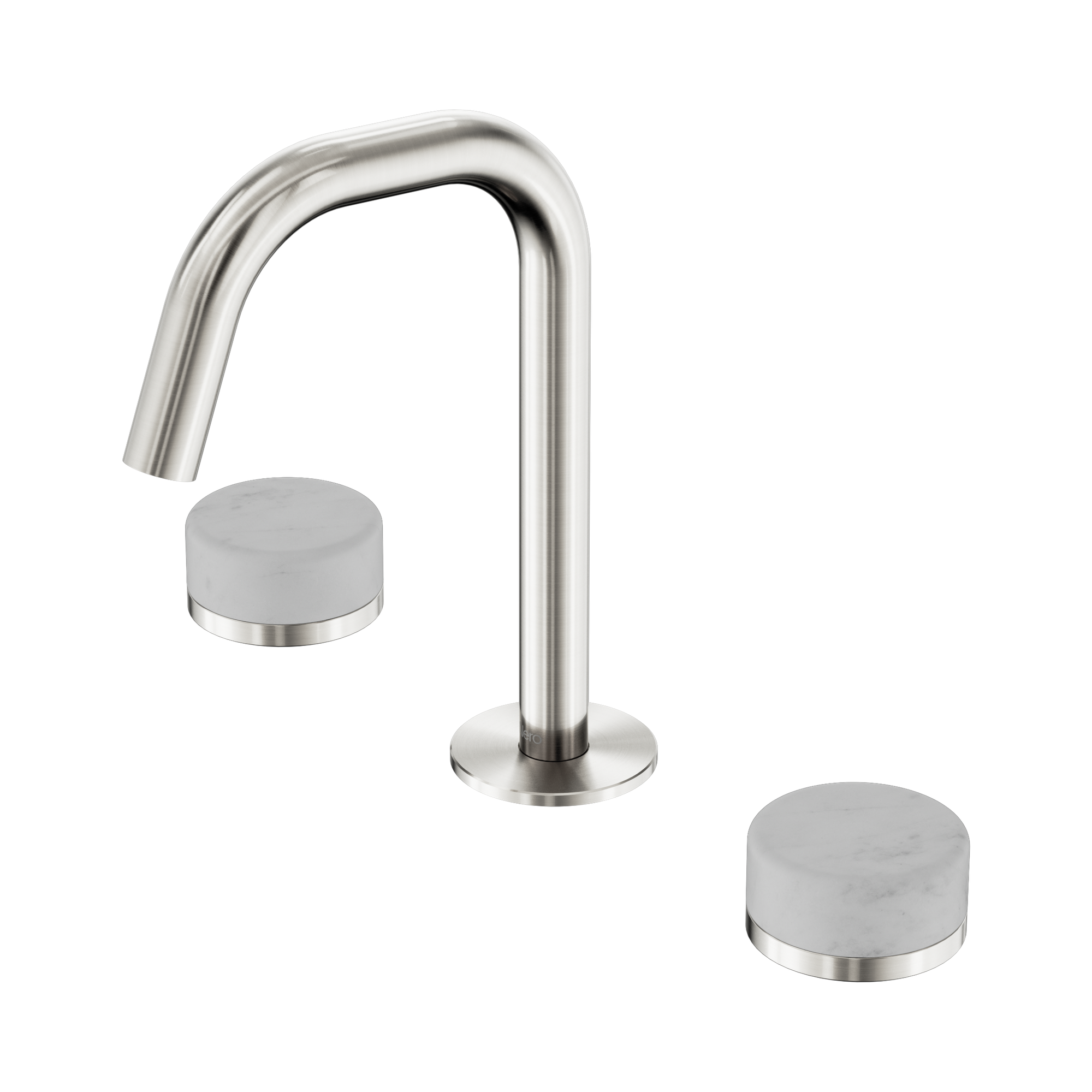 24 D023 BN Serenity Basin Set Edge Spout With Carrara Handle Brushed Nickel image 1