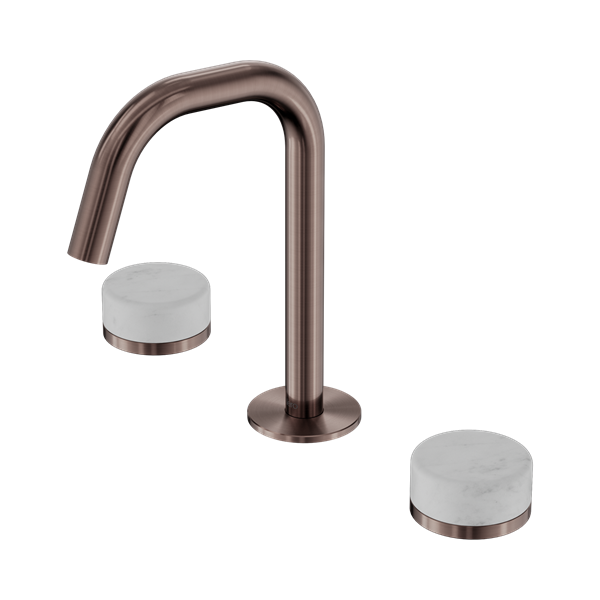 24 D023 BZ Serenity Basin Set Edge Spout With Carrara Handle Brushed Bronze Thumb