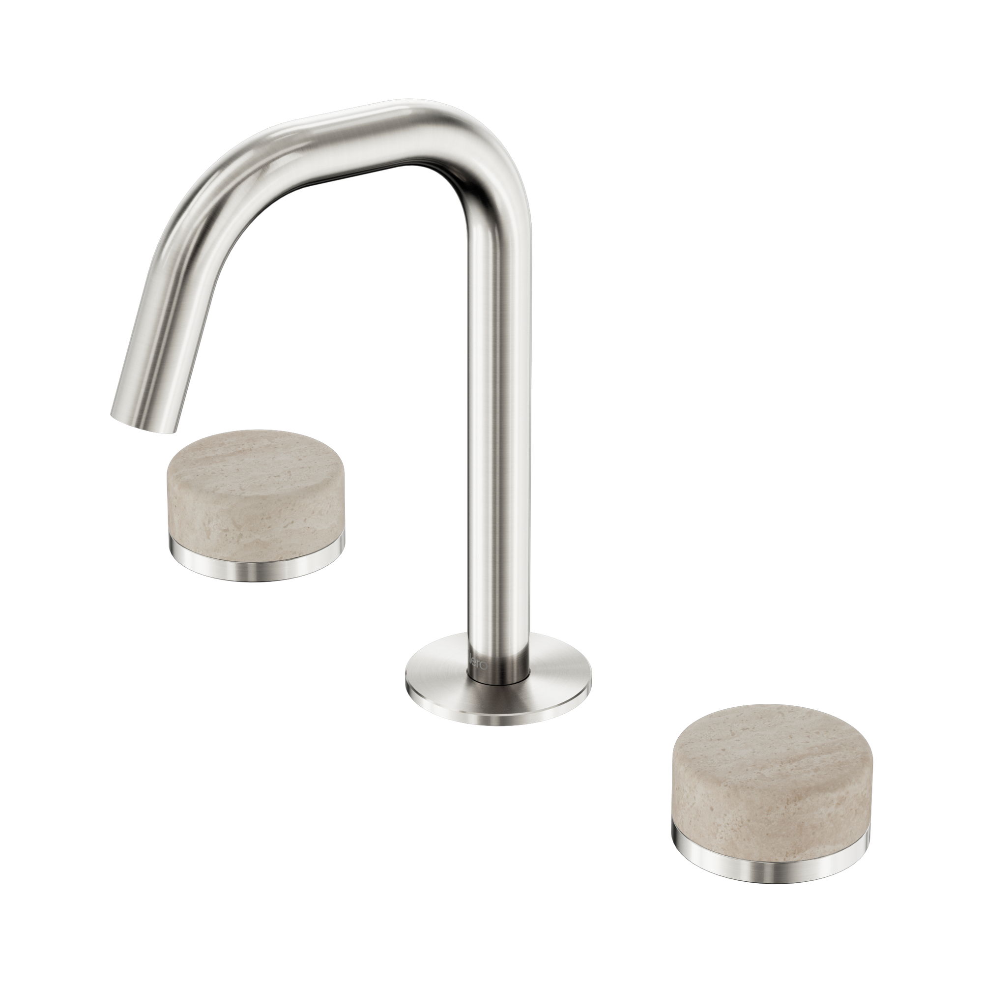 24 D025 BN Serenity Basin Set Edge Spout With Rome Travertine Handle Brushed Nickel image 1