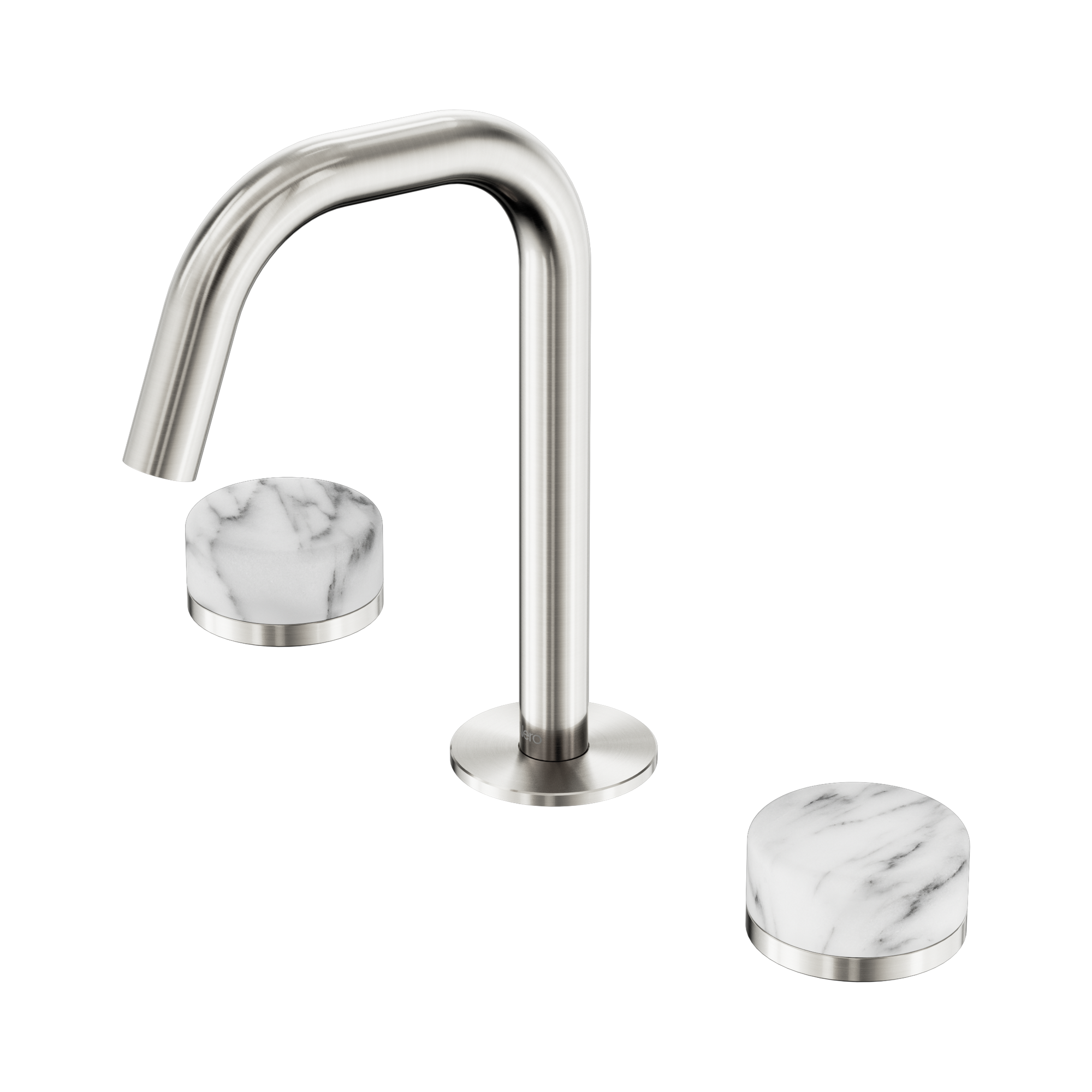24 D026 BN Serenity Basin Set Edge Spout With Arabescato Corchia Handle Brushed Nickel image 1