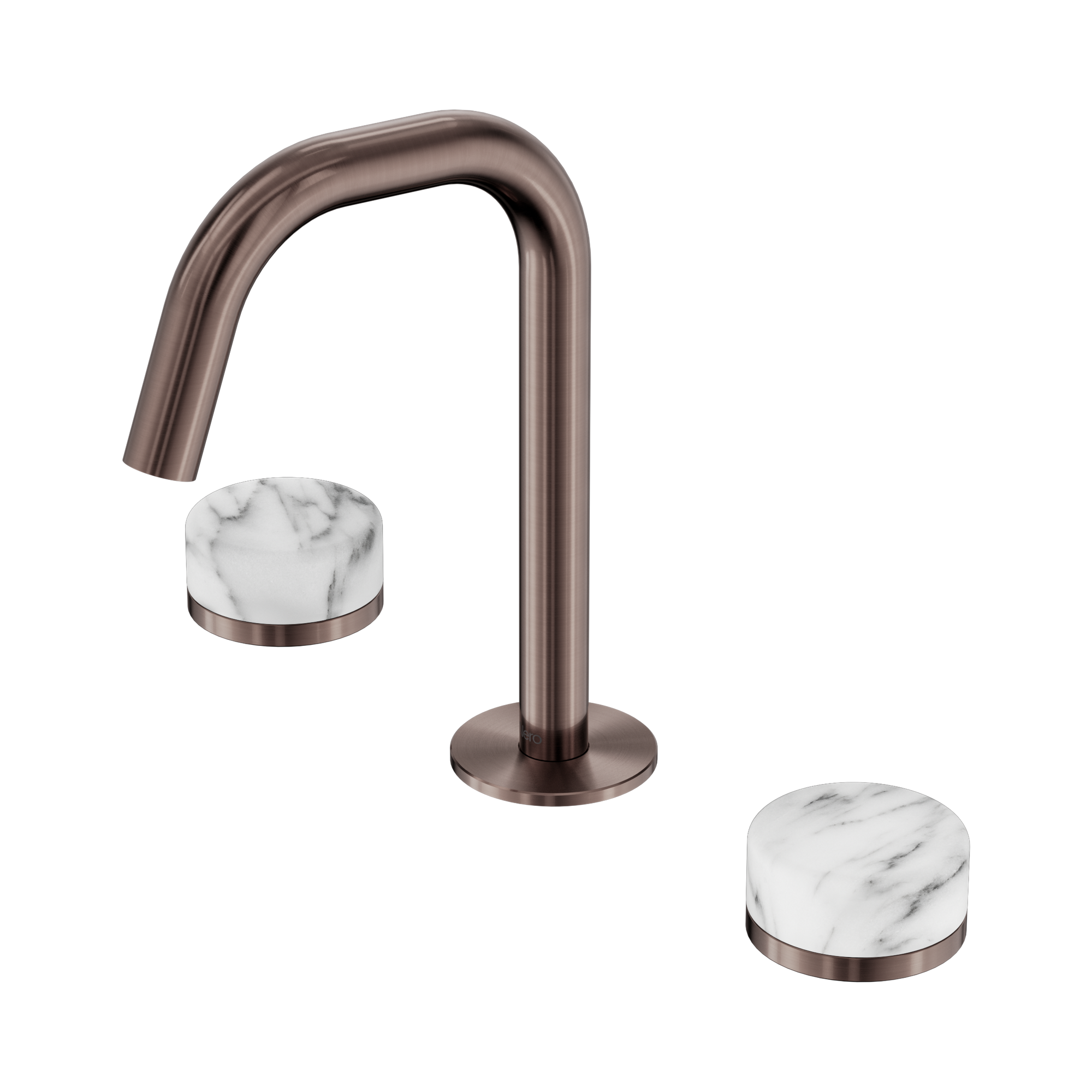 24 D026 BZ Serenity Basin Set Edge Spout With Arabescato Corchia Handle Brushed Bronze image 1