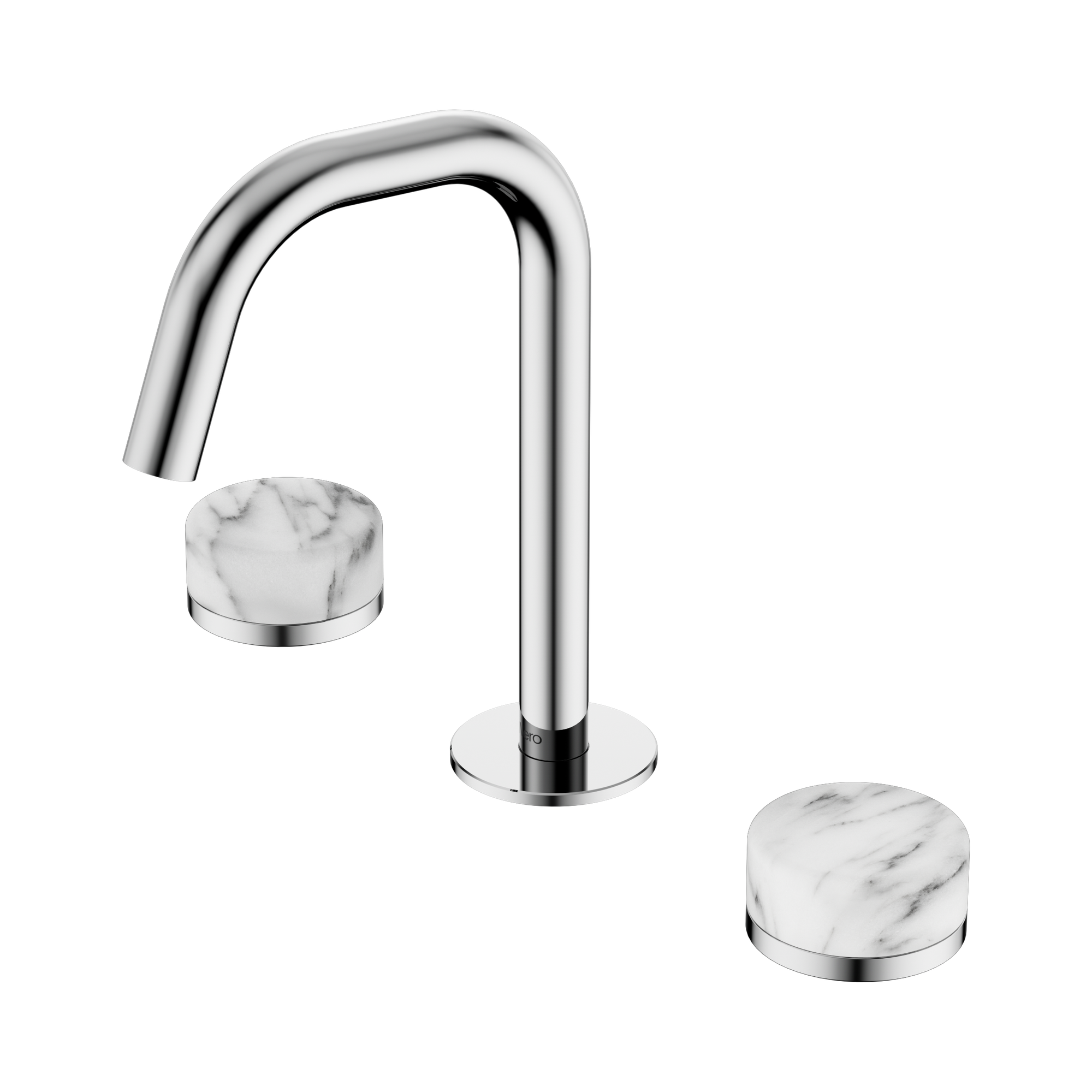 24 D026 CH Serenity Basin Set Edge Spout With Arabescato Corchia Handle Chrome image 1