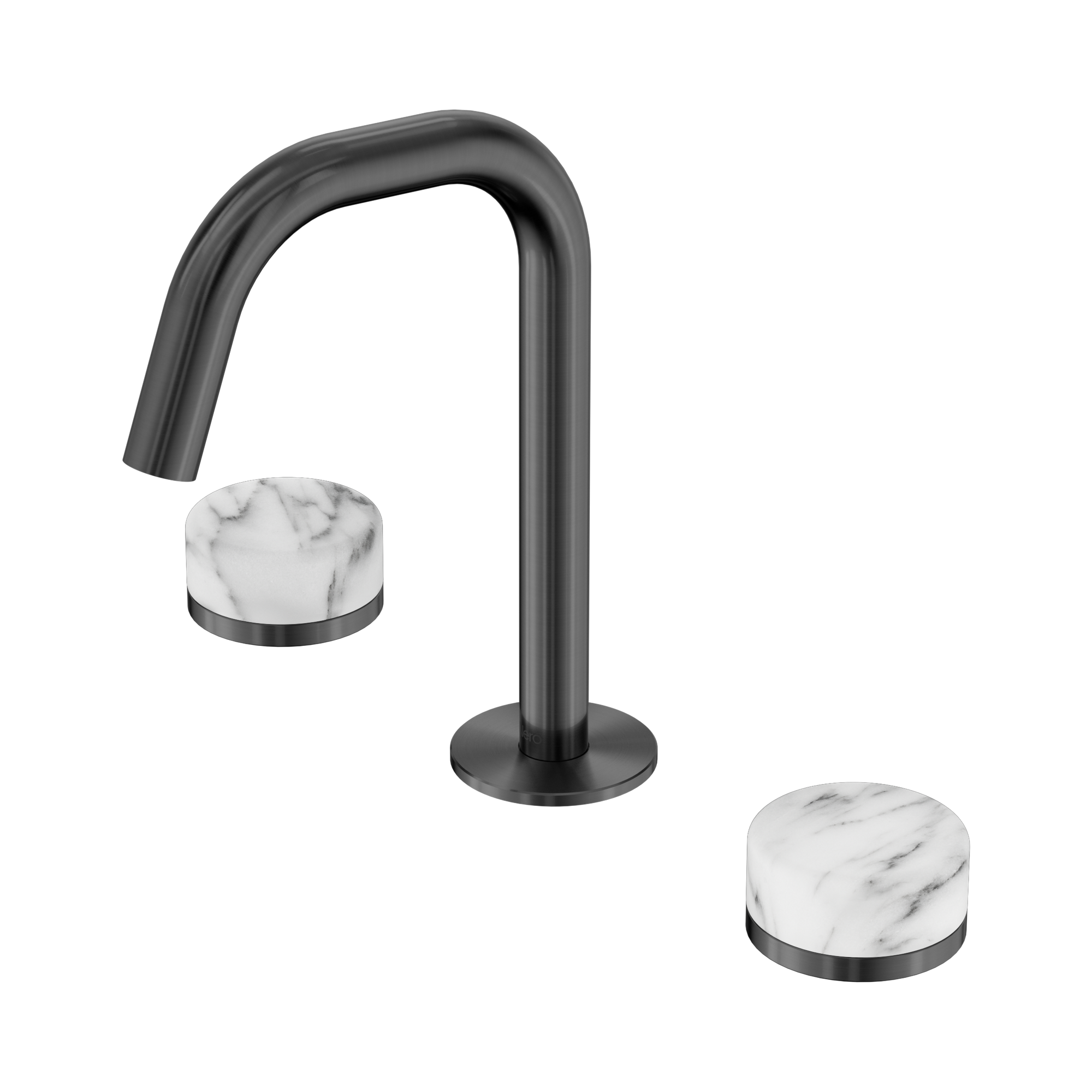 24 D026 GM Serenity Basin Set Edge Spout With Arabescato Corchia Handle Gun Metal image 1
