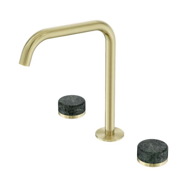 24 D030 BG Serenity Bath Kitchen Set Edge Spout With Verde Alpi Handle Brushed Gold Thumb