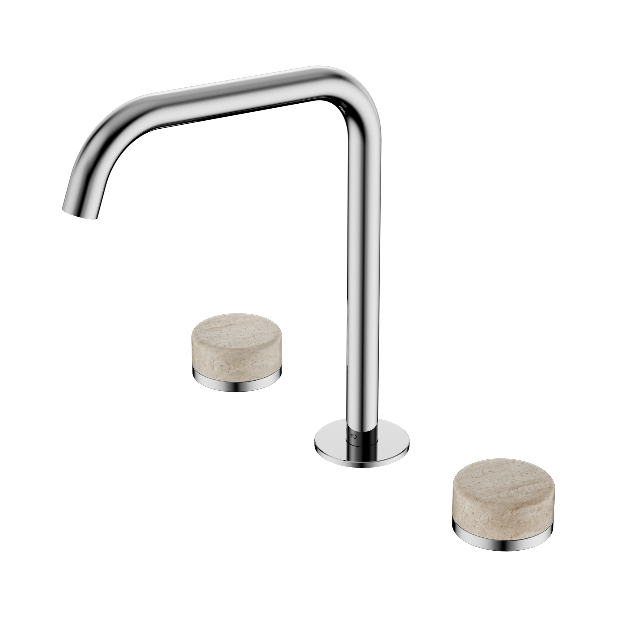 24 D031 CH Serenity Bath Kitchen Set Edge Spout With Rome Travertine Handle Chrome image 1