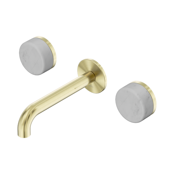 24 D035 BG Serenity Wall Basin Set 160mm Spout With Carrara Handle Brushed Gold Thumb