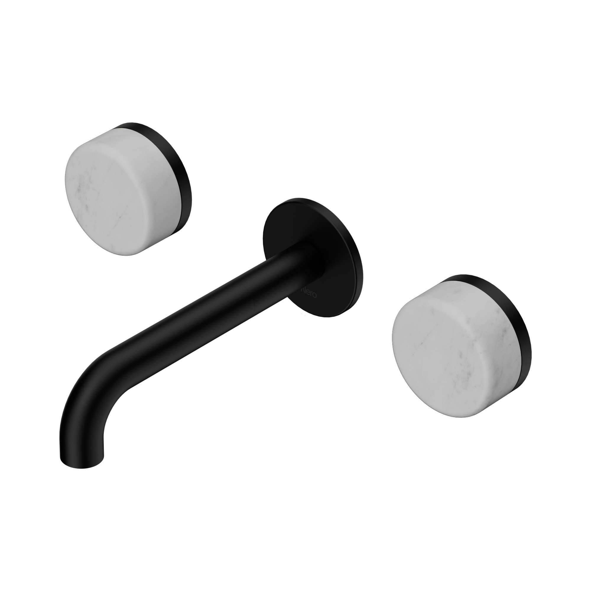 24 D035 MB Serenity Wall Basin Set 160mm Spout With Carrara Handle Matte Black image 1