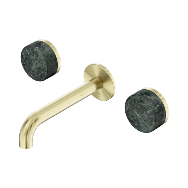 24 D036 BG Serenity Wall Basin Set 160mm Spout With Verde Alpi Handle Brushed Gold Thumb