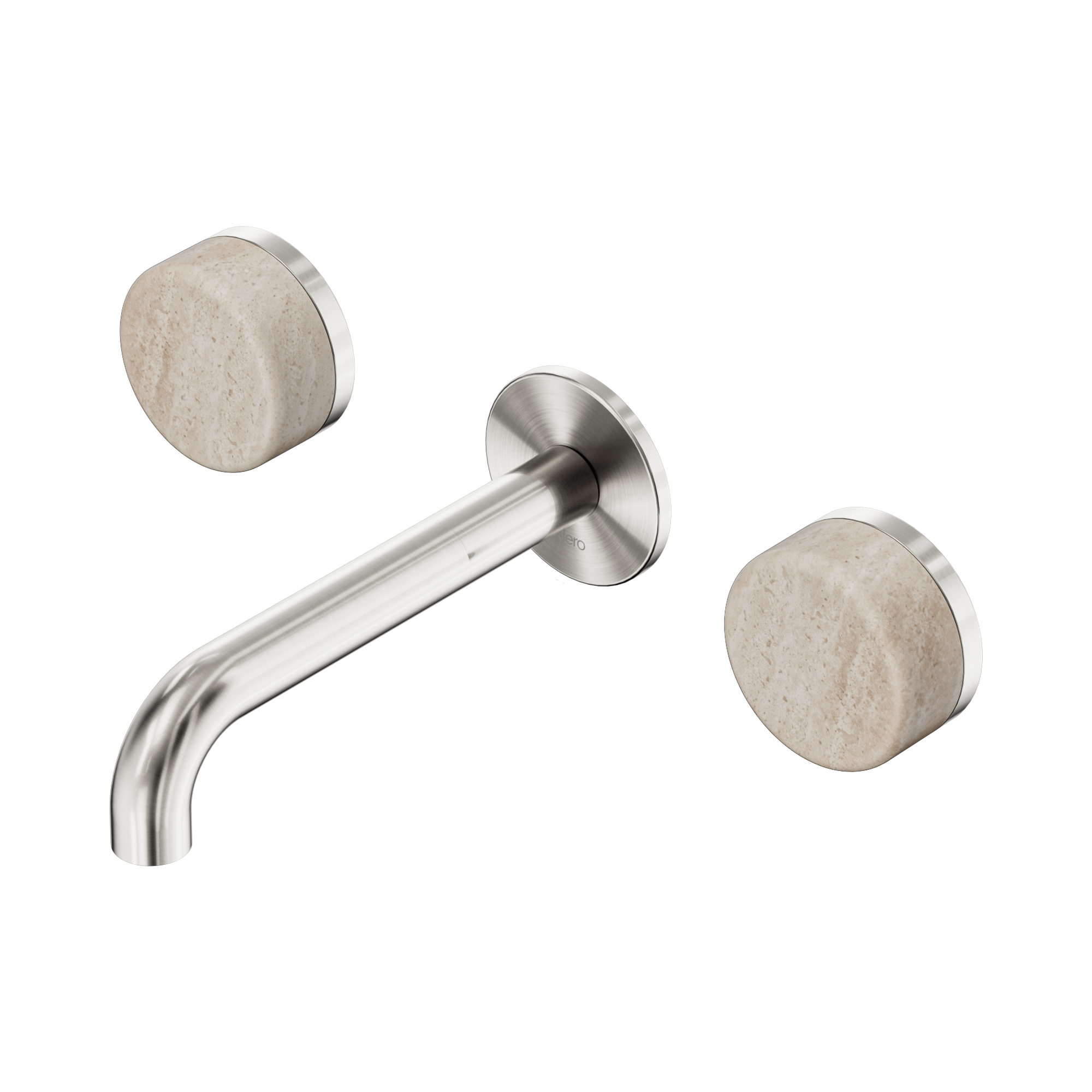 24 D037 BN Serenity Wall Basin Set 160mm Spout With Rome Travertine Handle Brushed Nickel image 1