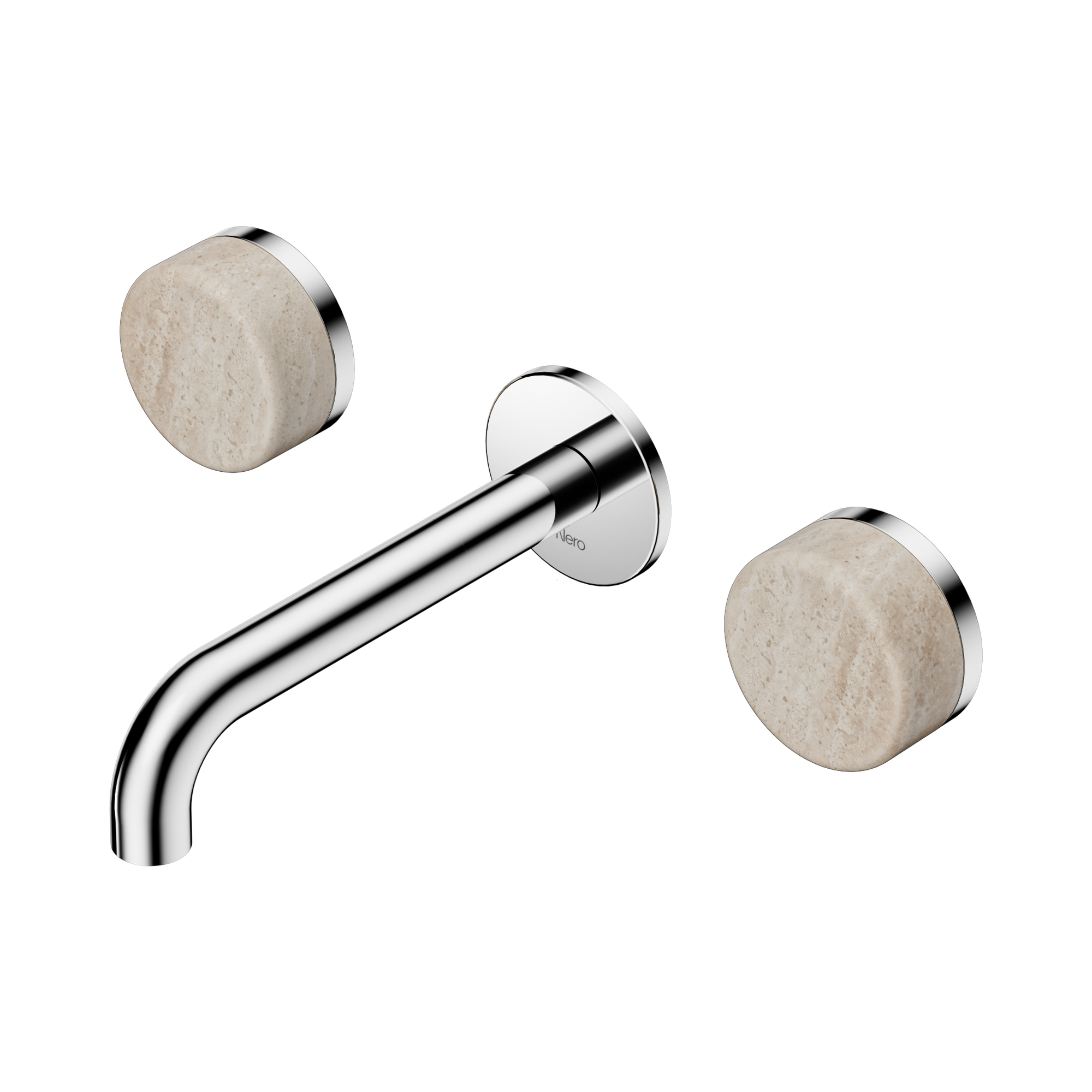 24 D037 CH Serenity Wall Basin Set 160mm Spout With Rome Travertine Handle Chrome image 1