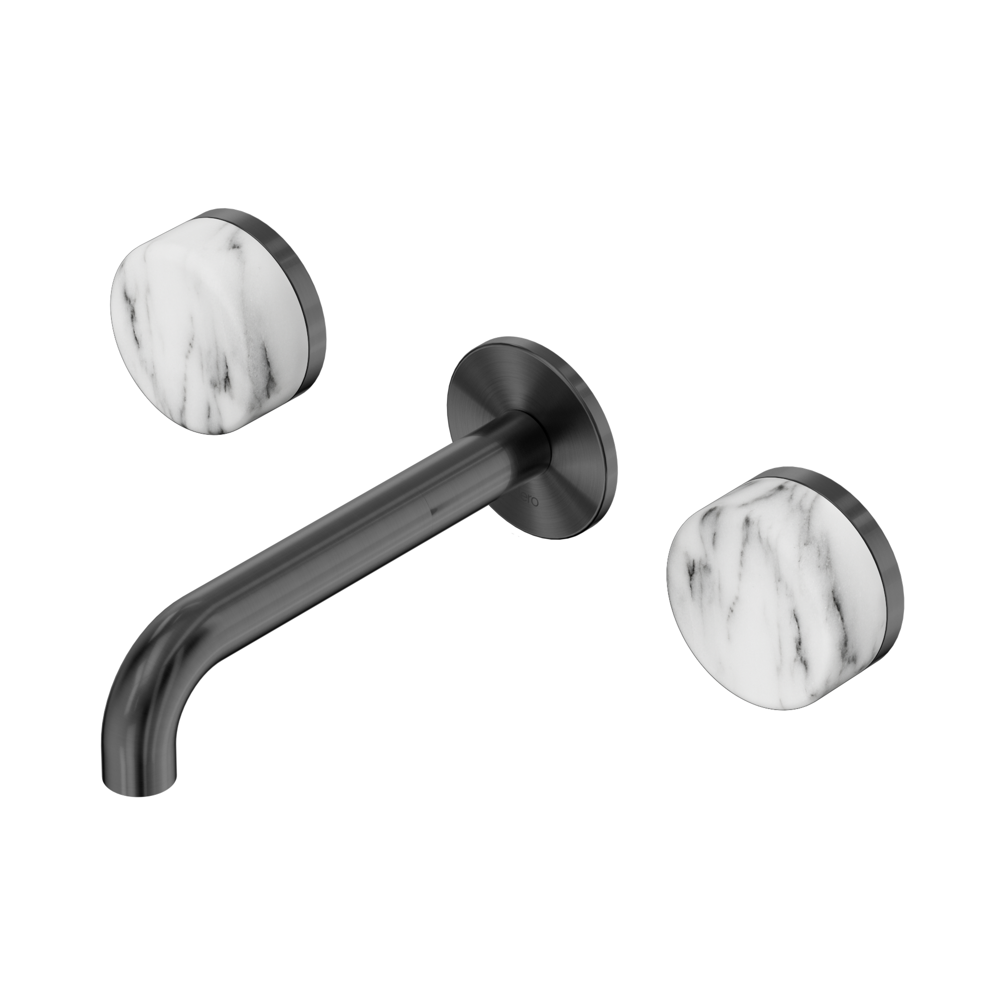 24 D038 GM Serenity Wall Basin Set 160mm Spout With Arabescato Corchia Handle Gun Metal image 1