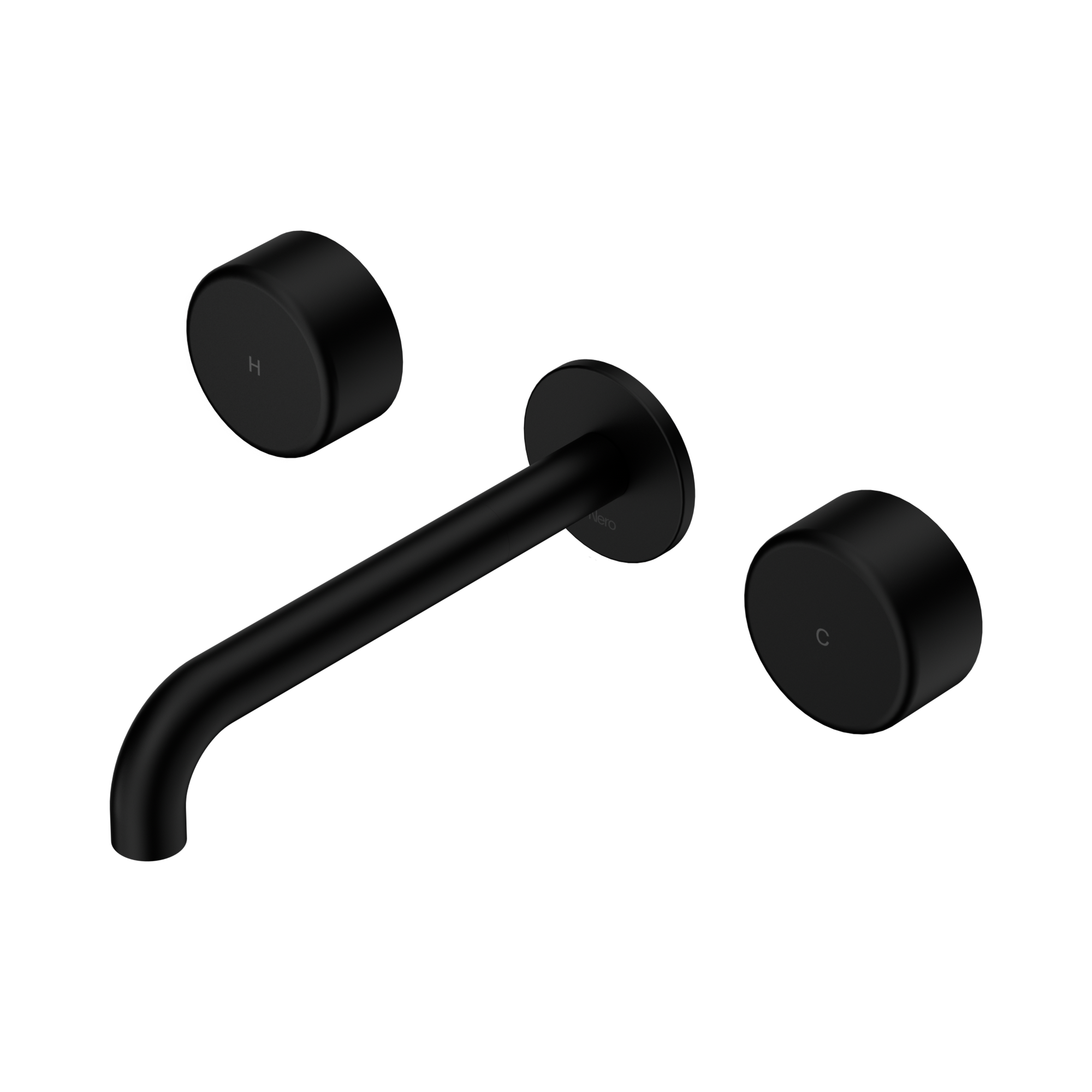24 D040 MB Serenity Wall Basin Set 160mm Spout With Metal Handle Matte Black image 1