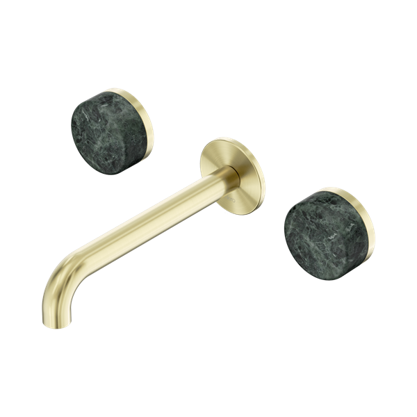 24 D042 BG Serenity Wall Basin Set 185mm Spout With Verde Alpi Handle Brushed Gold Thumb