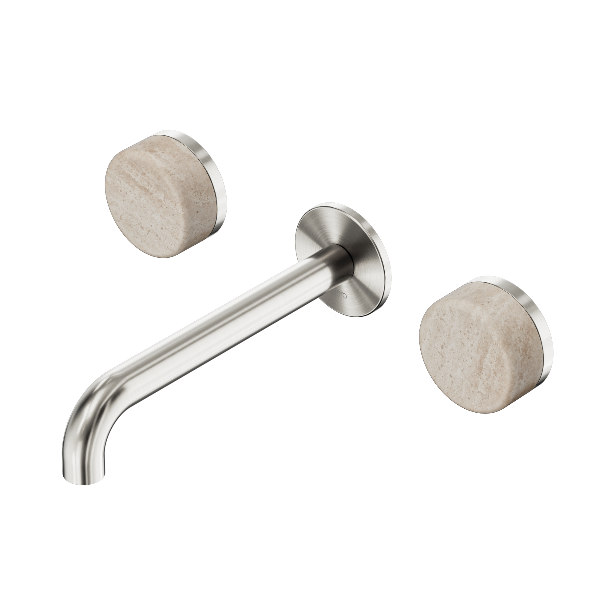 24 D043 BN Serenity Wall Basin Set 185mm Spout With Rome Travertine Handle Brushed Nickel image 1