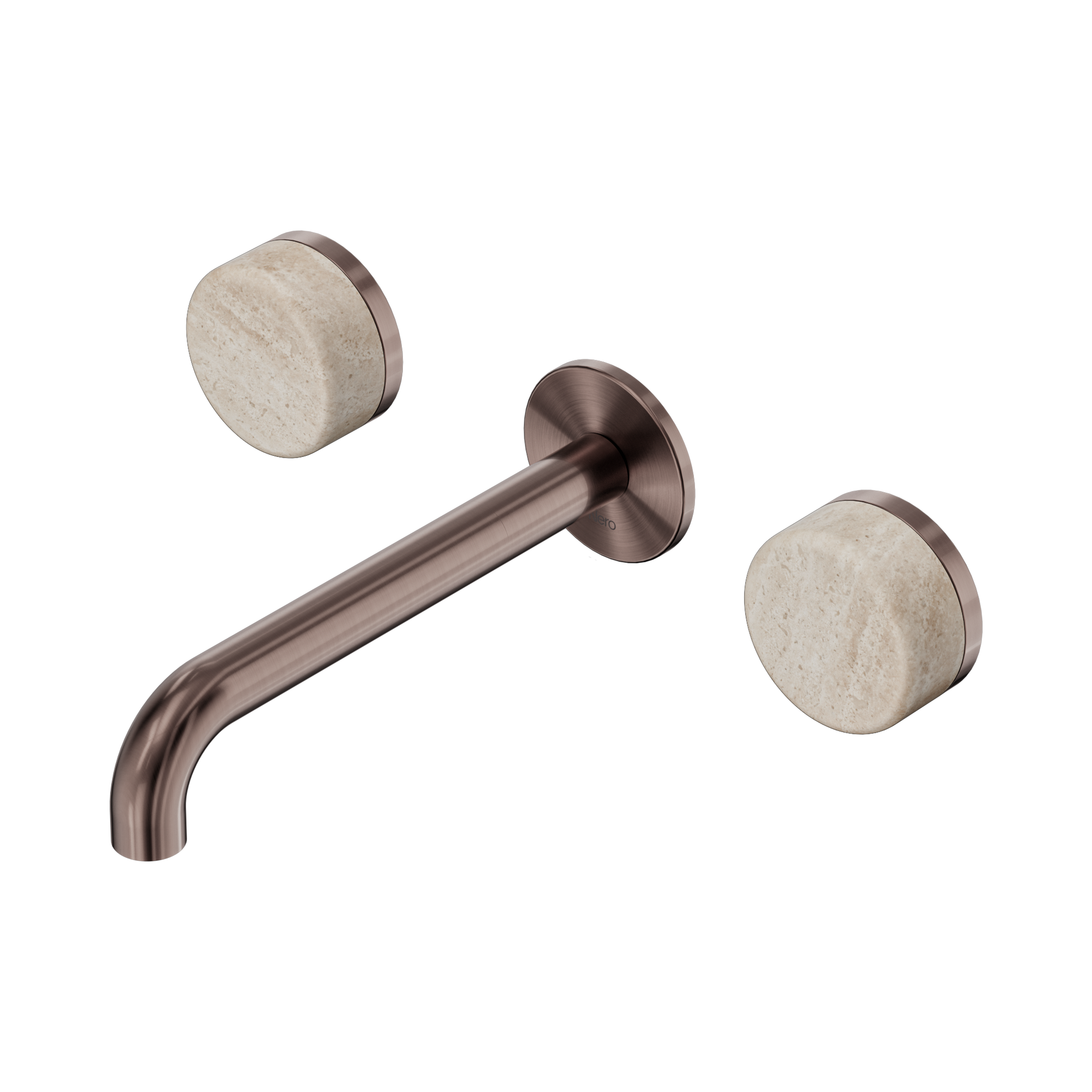 24 D043 BZ Serenity Wall Basin Set 185mm Spout With Rome Travertine Handle Brushed Bronze image 1