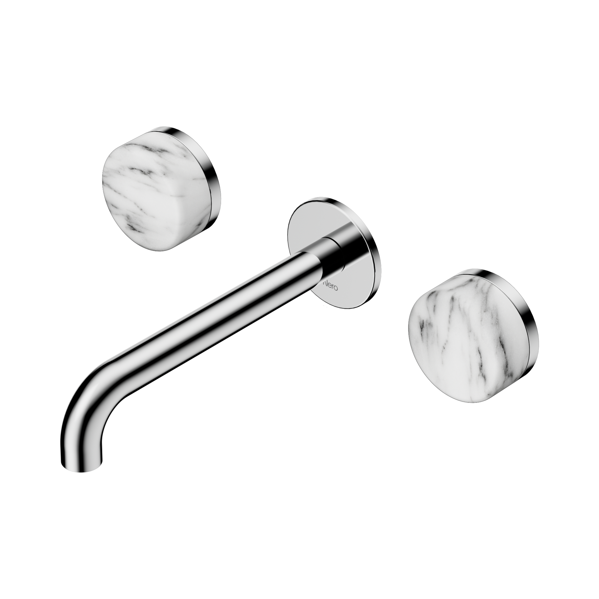 24 D044 CH Serenity Wall Basin Set 185mm Spout With Arabescato Corchia Handle Chrome image 1