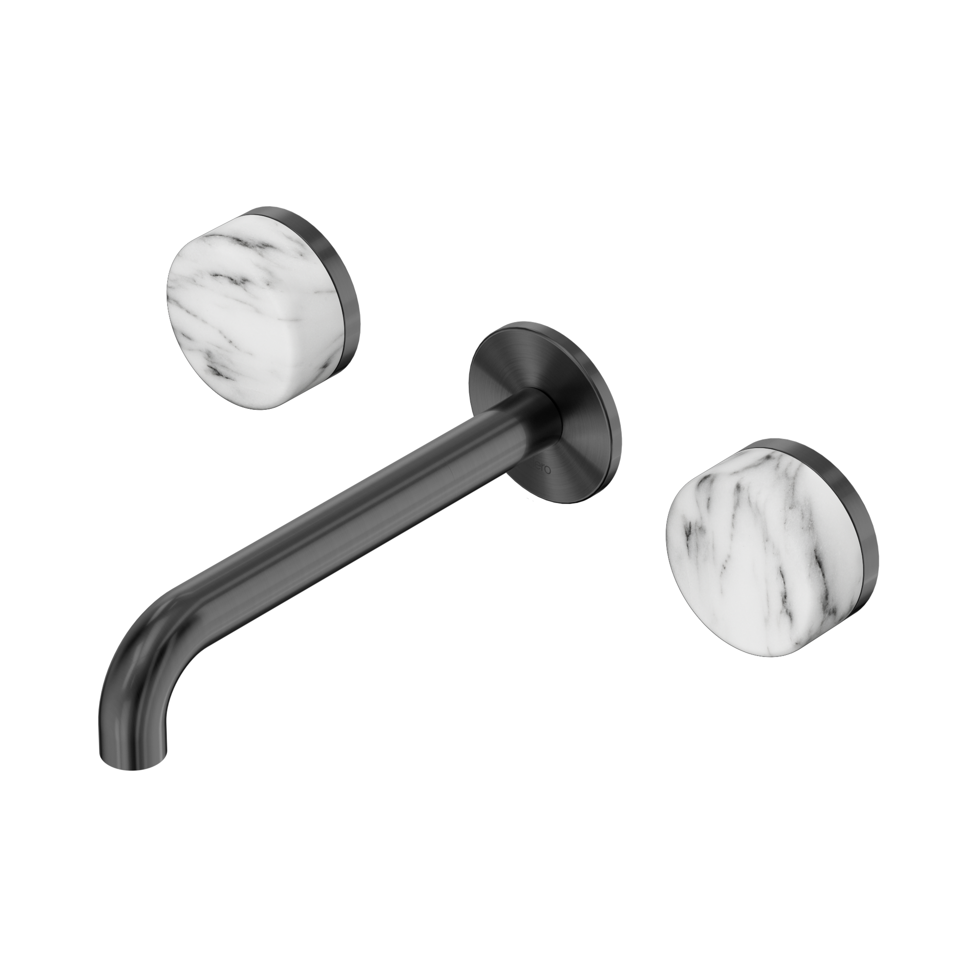 24 D044 GM Serenity Wall Basin Set 185mm Spout With Arabescato Corchia Handle Gun Metal image 1